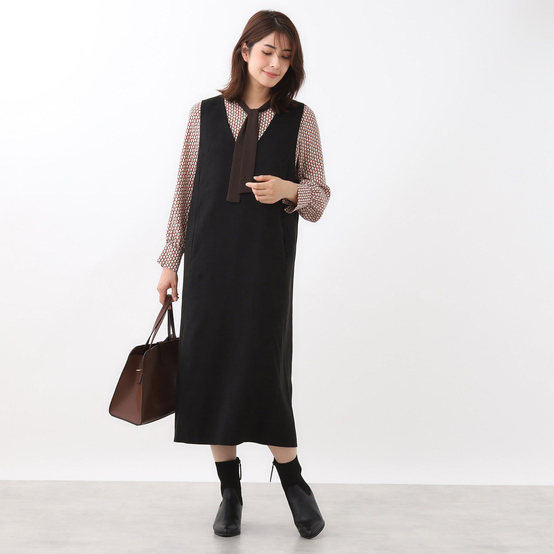 Reflect「【すっきりシルエット】スエードライクジャンパースカ―ト」|ワンピース|