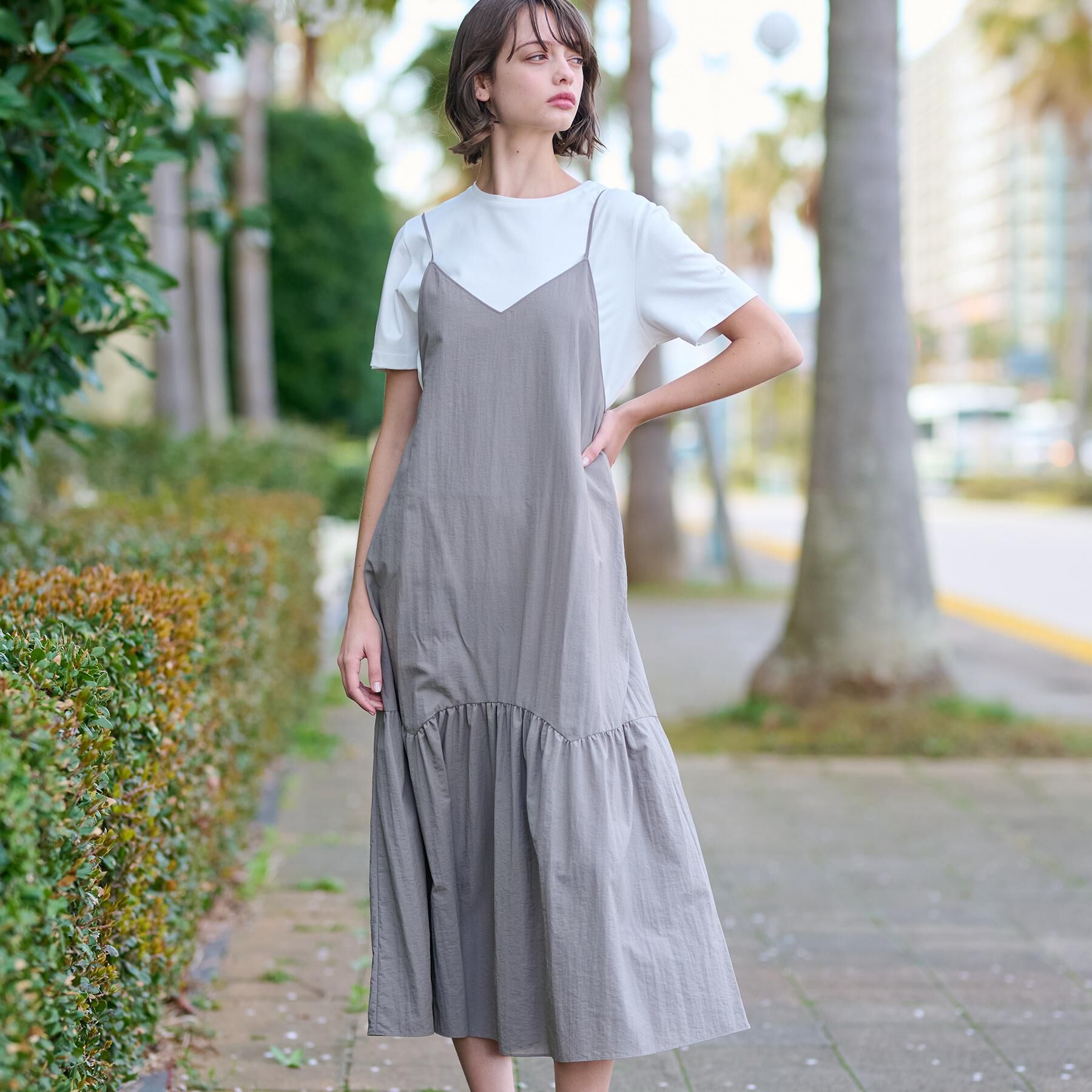 DRESSTERIOR「【接触冷感/撥水】タフタキャミワンピース」|ワンピース|