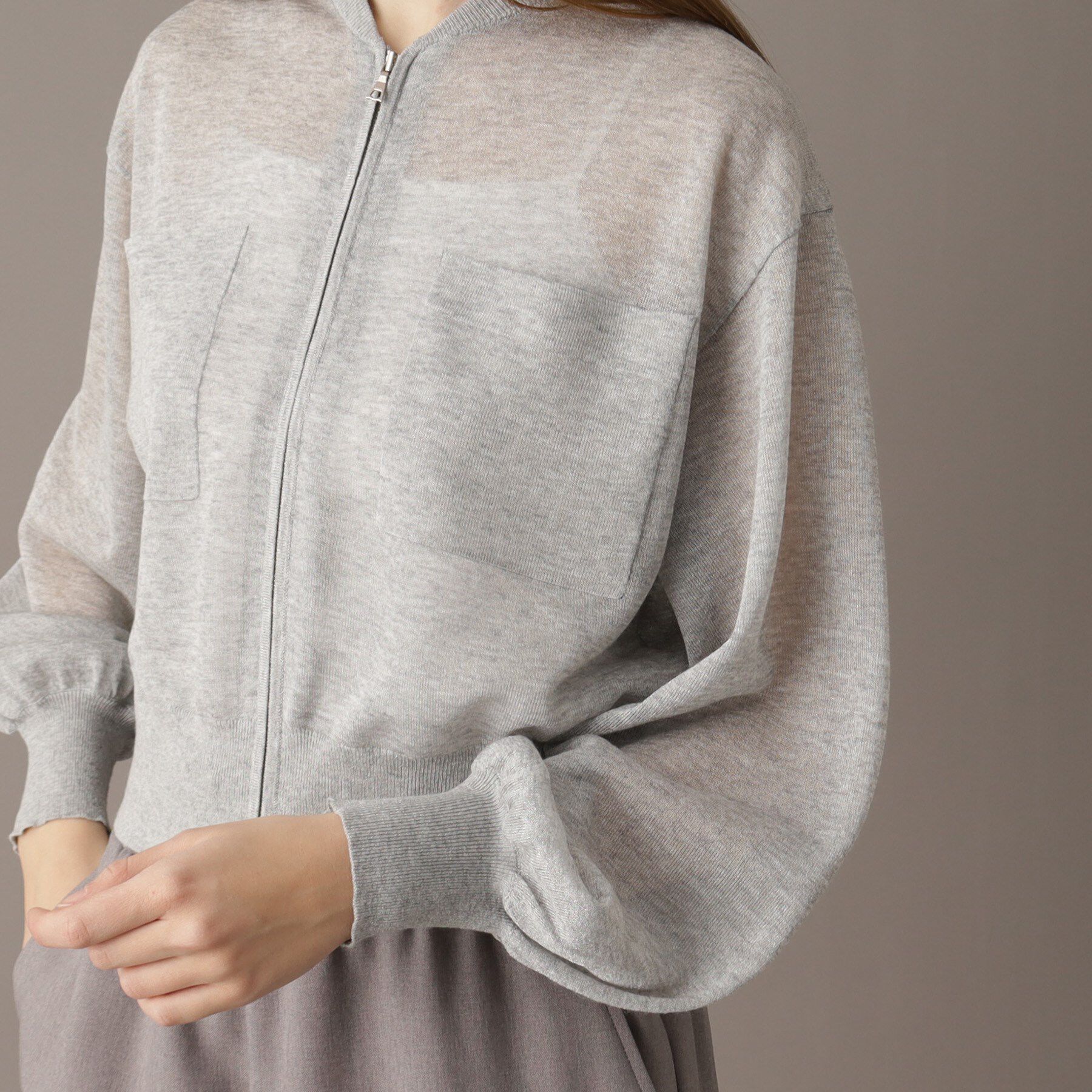 DRESSTERIOR「【洗える/清涼感】シアージップアップニットブルゾン」|ブルゾン・スタジャン|