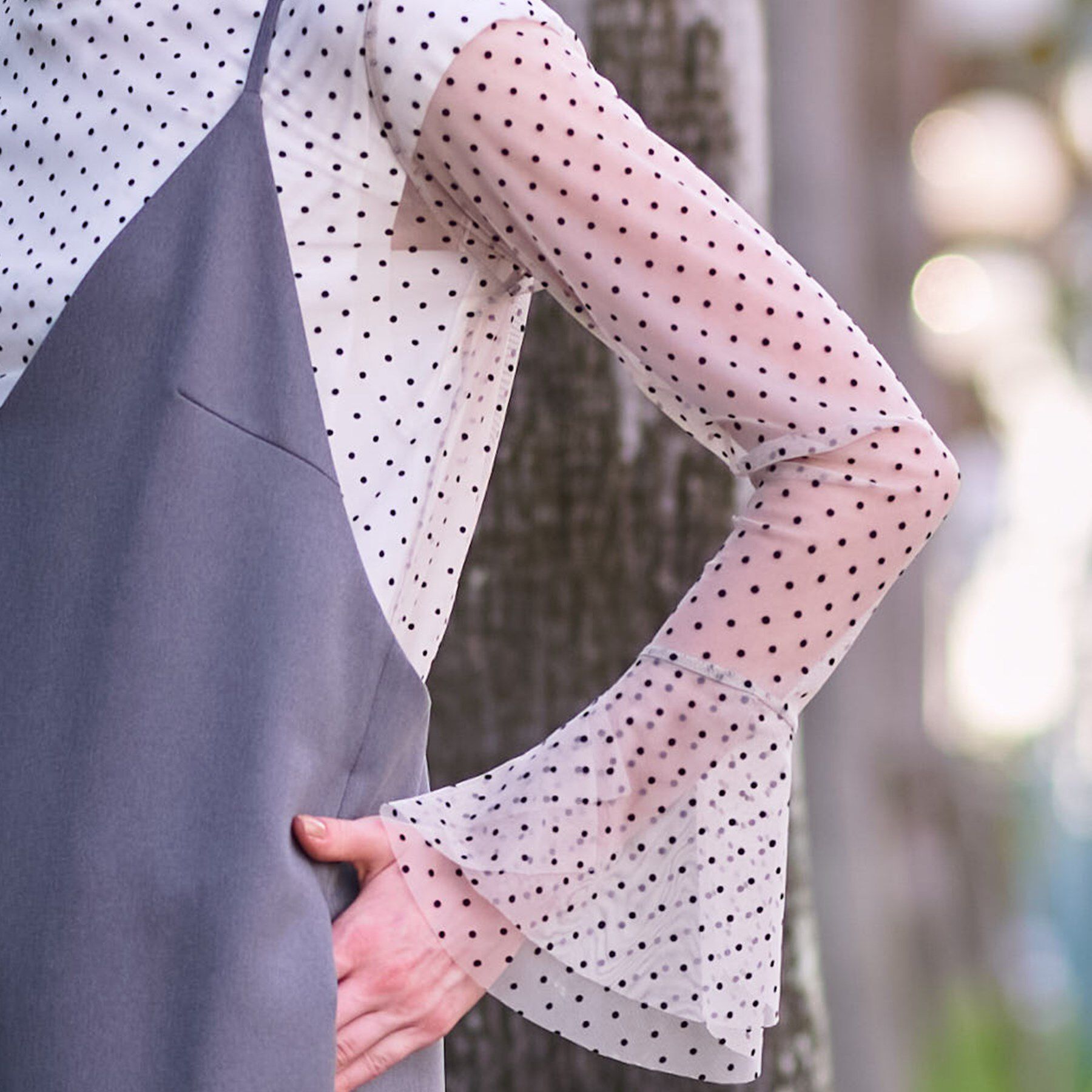 DRESSTERIOR「【洗える/シアー素材】シアードットベルスリーブカットソー」|Tシャツ・カットソー|