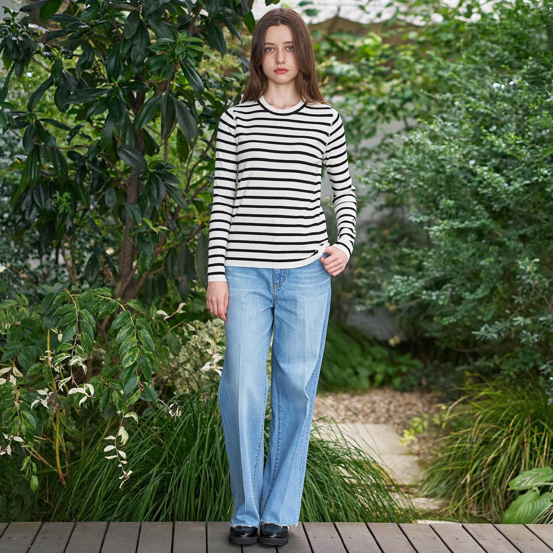 DRESSTERIOR「ストレッチフルニードルボーダーニット」|ニット・セーター|