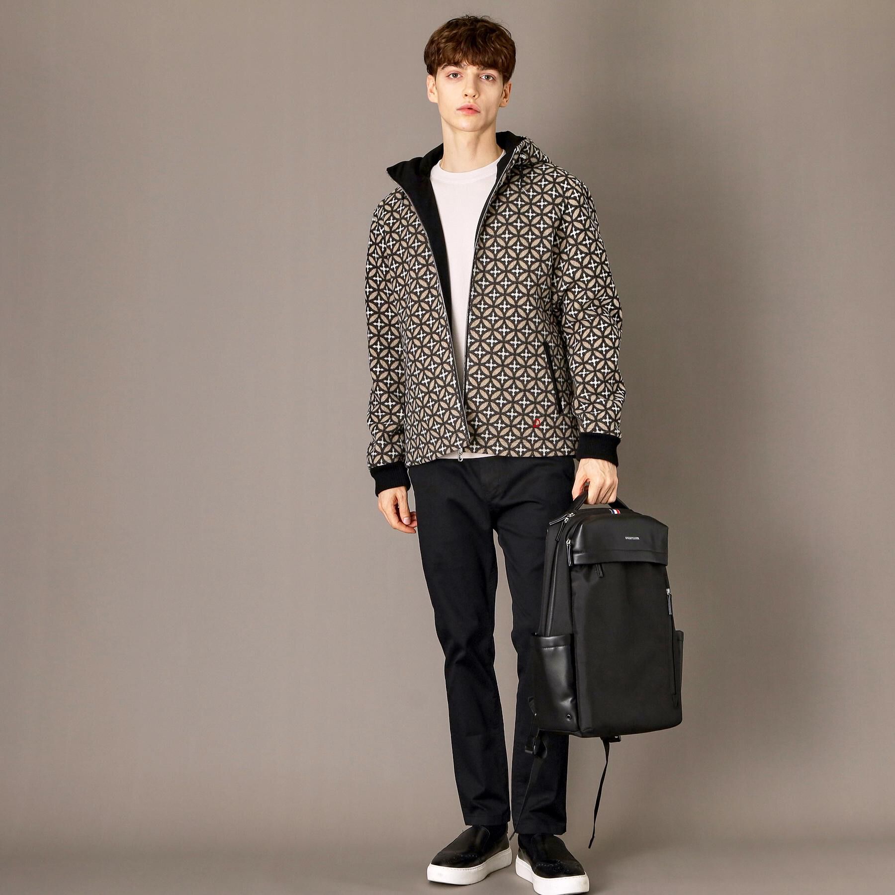 DRESSTERIOR「オーバーラップサークル ウールジャカードパーカー」|ブルゾン・スタジャン|