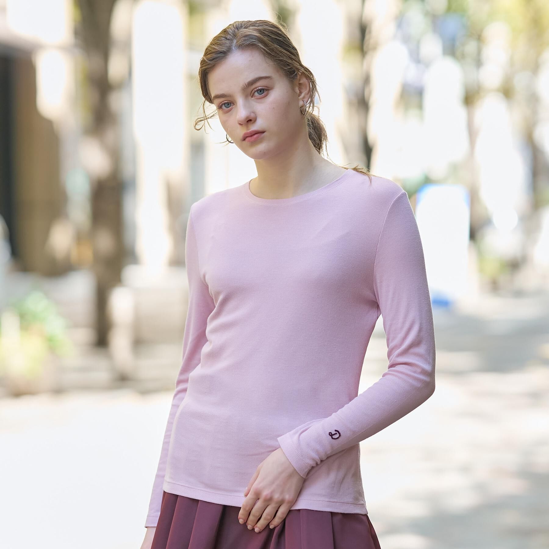 DRESSTERIOR「【インナー使いに最適/しっとり暖かな保湿素材】クルーネックプルオーバー」|Tシャツ・カットソー|ライトピンク(070