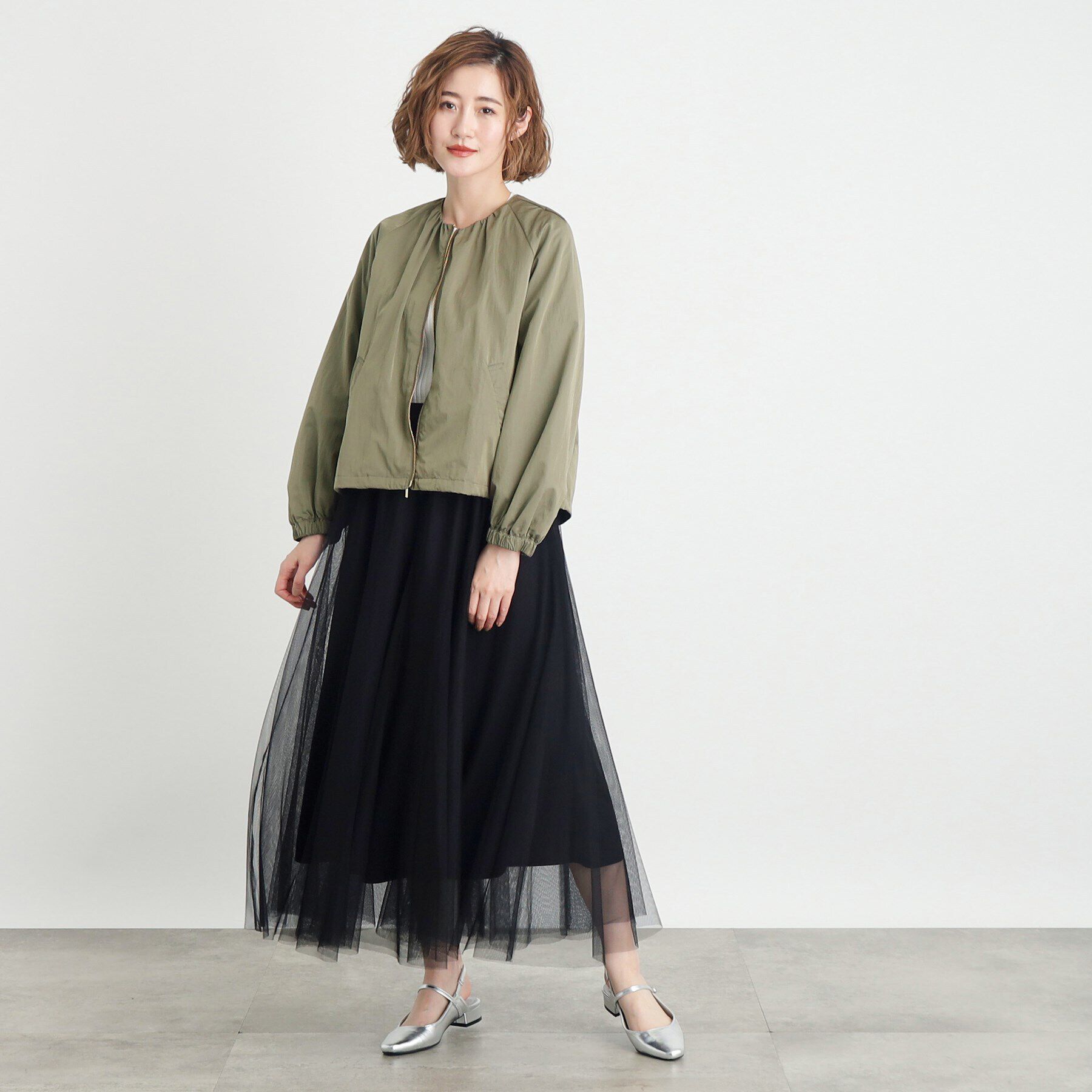 grove「ドロストピーチタフタブルゾン」|ブルゾン・スタジャン|