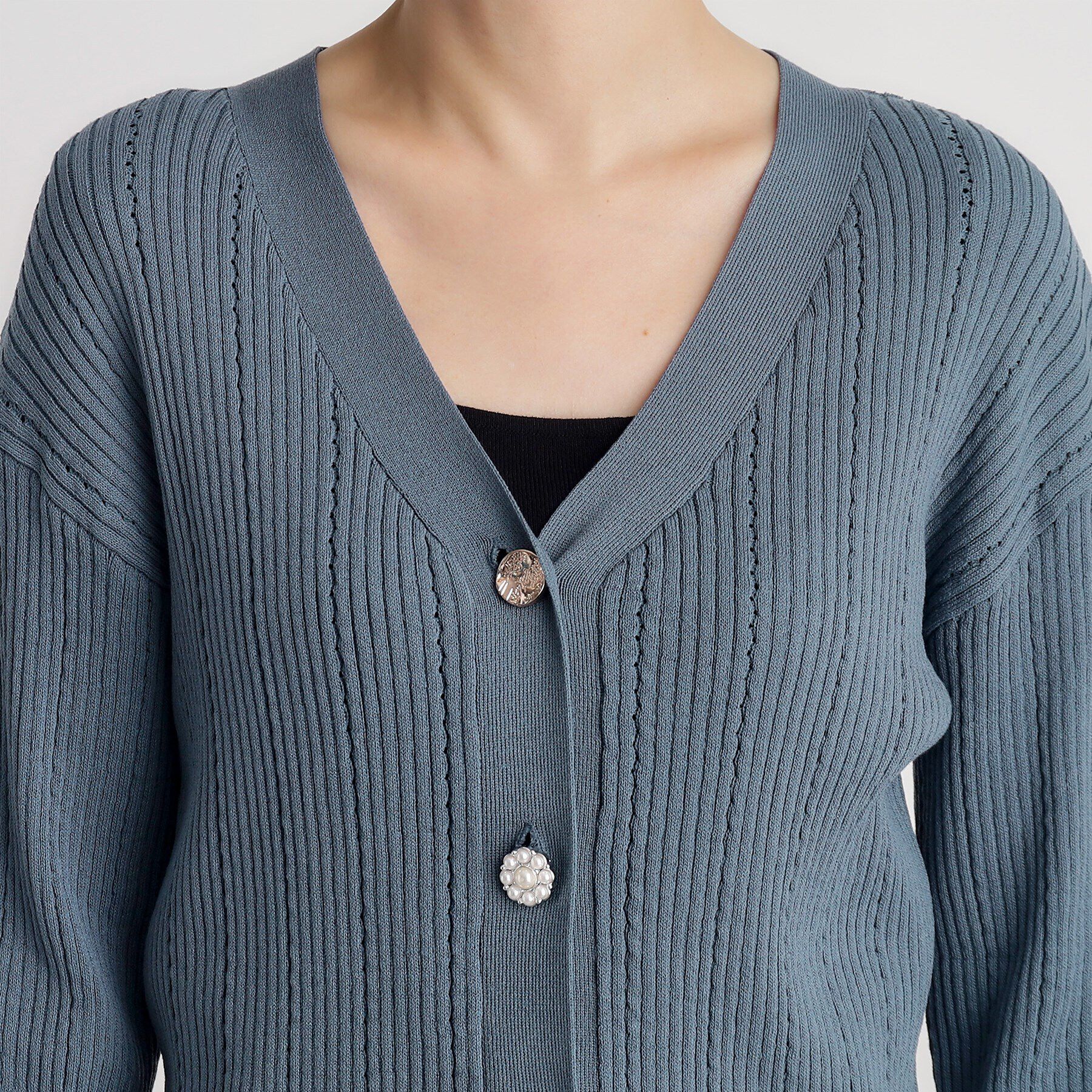 grove「多ボタン透かしニットカーディガン」|カーディガン|