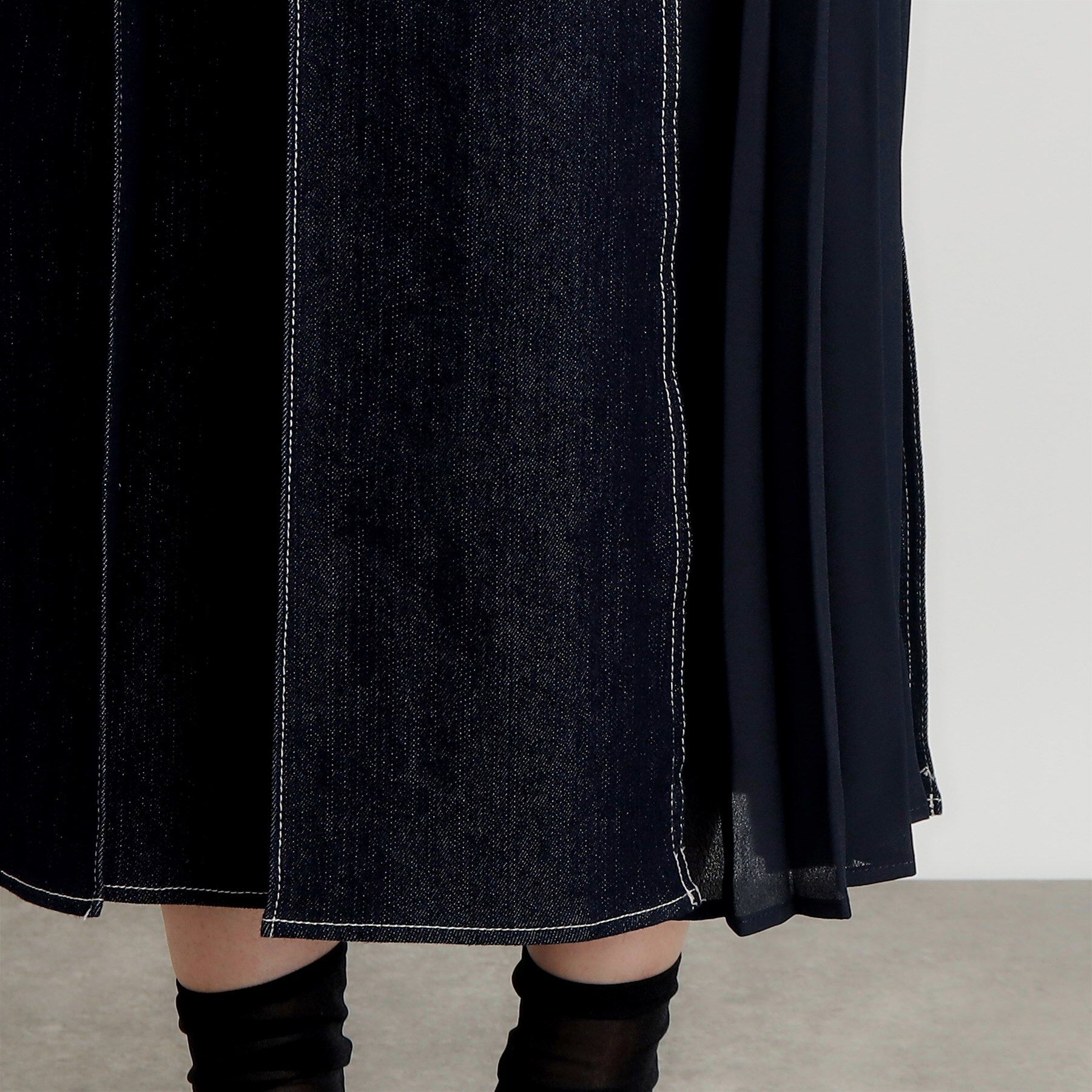 grove「デニムサイドプリーツジャンドレ」|ワンピース|