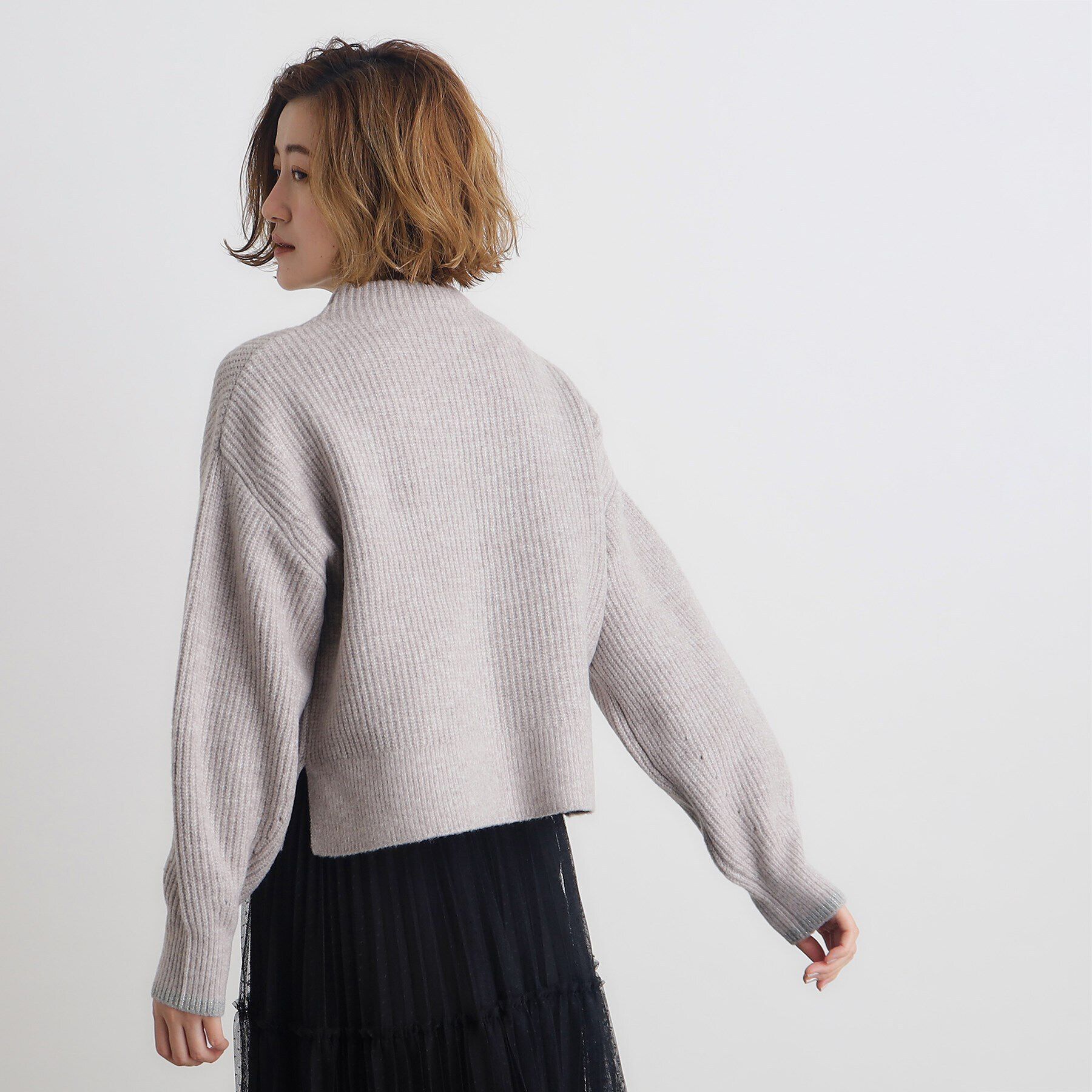 grove「【雑誌掲載】洗えるミルドライクウール混畔ボトルネックニット」|ニット・セーター|