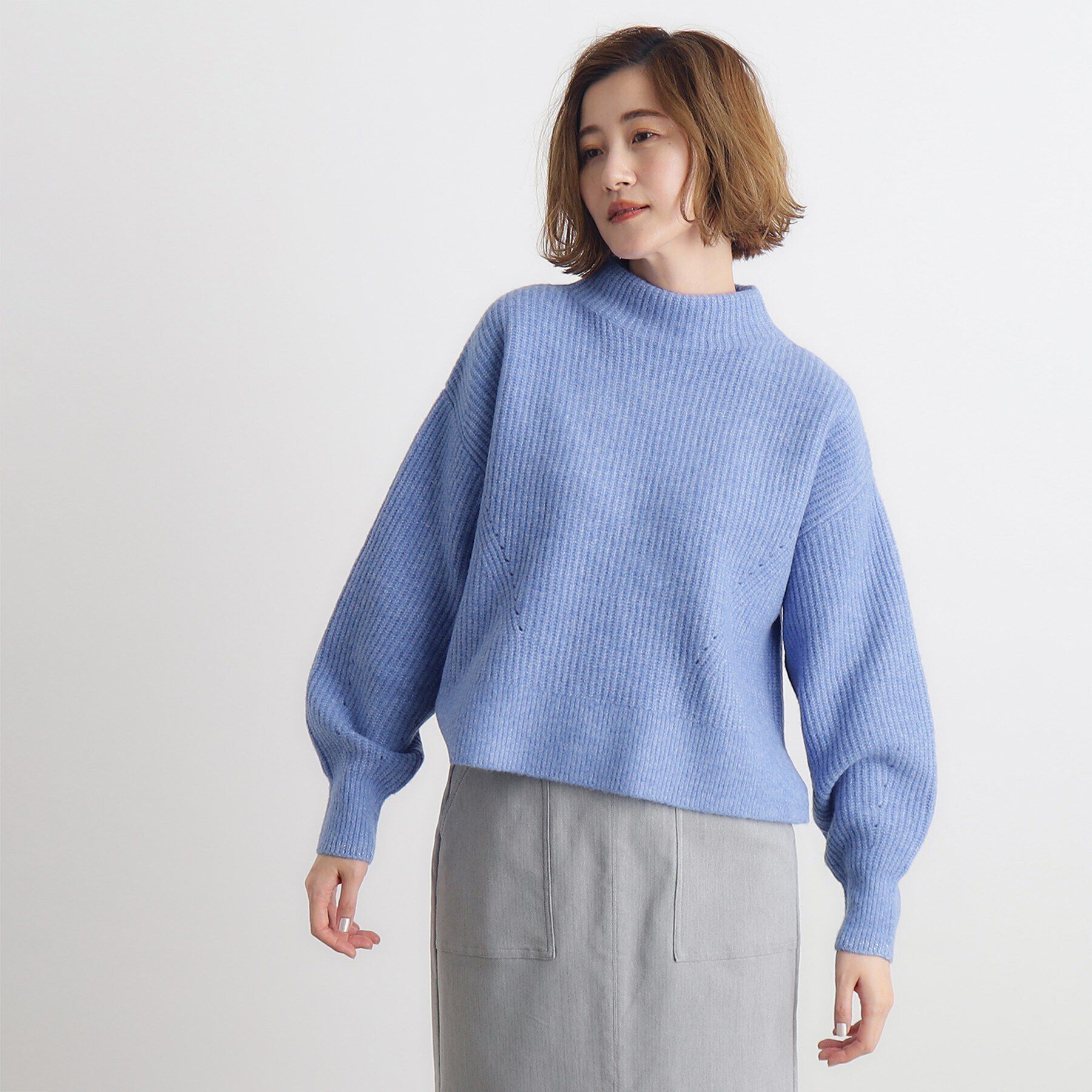 grove「【雑誌掲載】洗えるミルドライクウール混畔ボトルネックニット」|ニット・セーター|