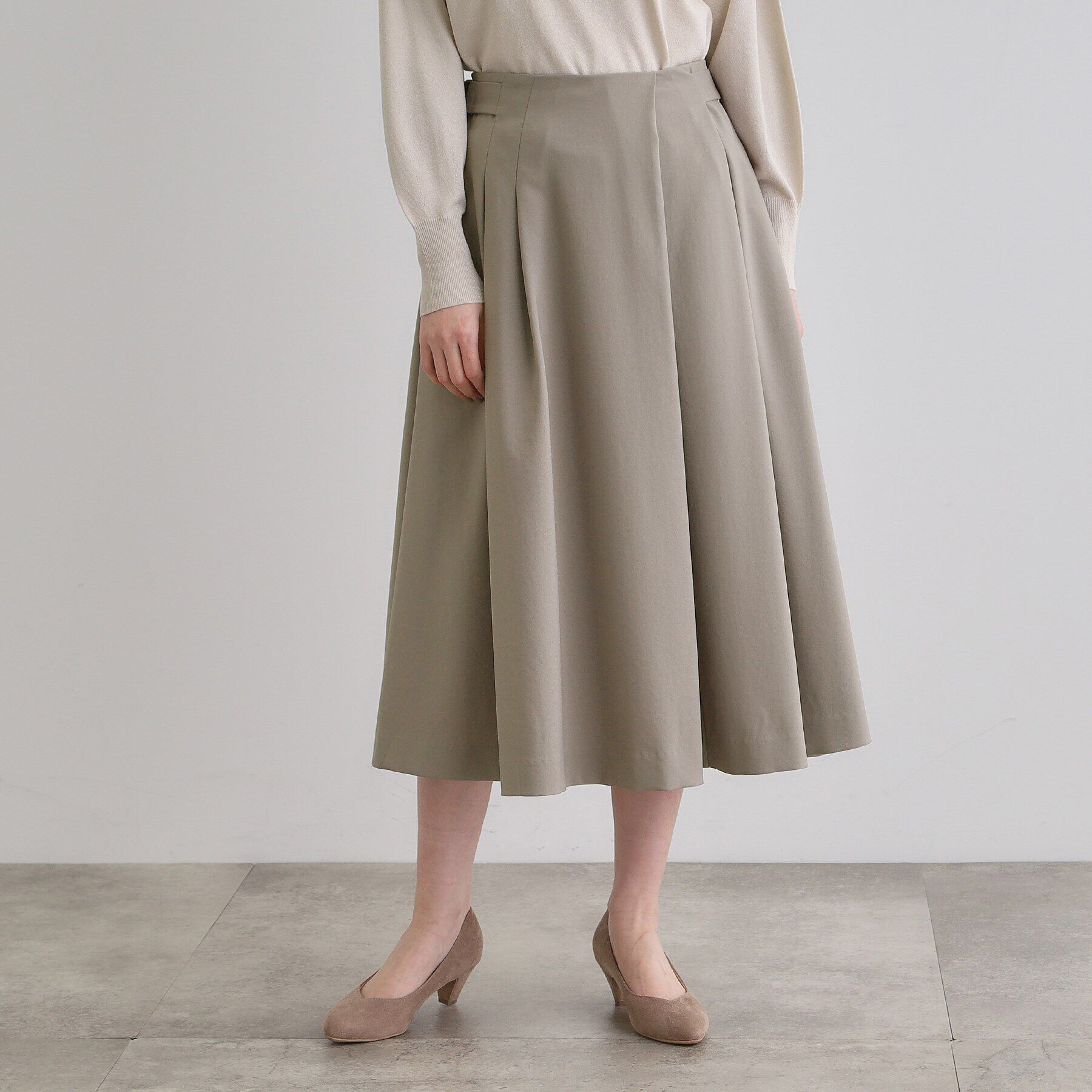 grove「サイドベルトタックフレアスカート」|スカート|トープ(054)