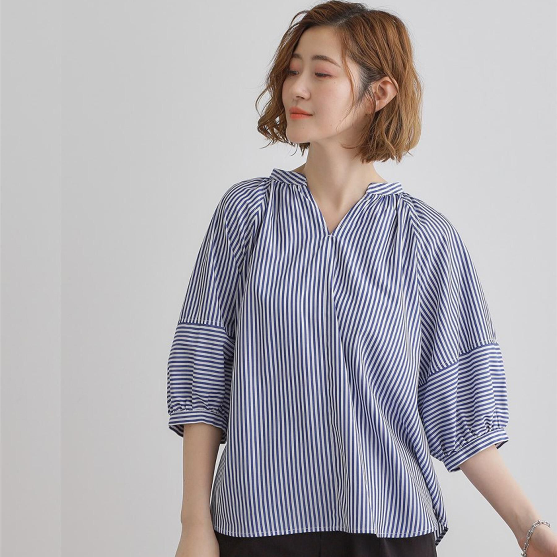 grove「【夏に嬉しい機能付き】ランタンスリーブシャツブラウス」|シャツ・ブラウス|ロンスト(394)