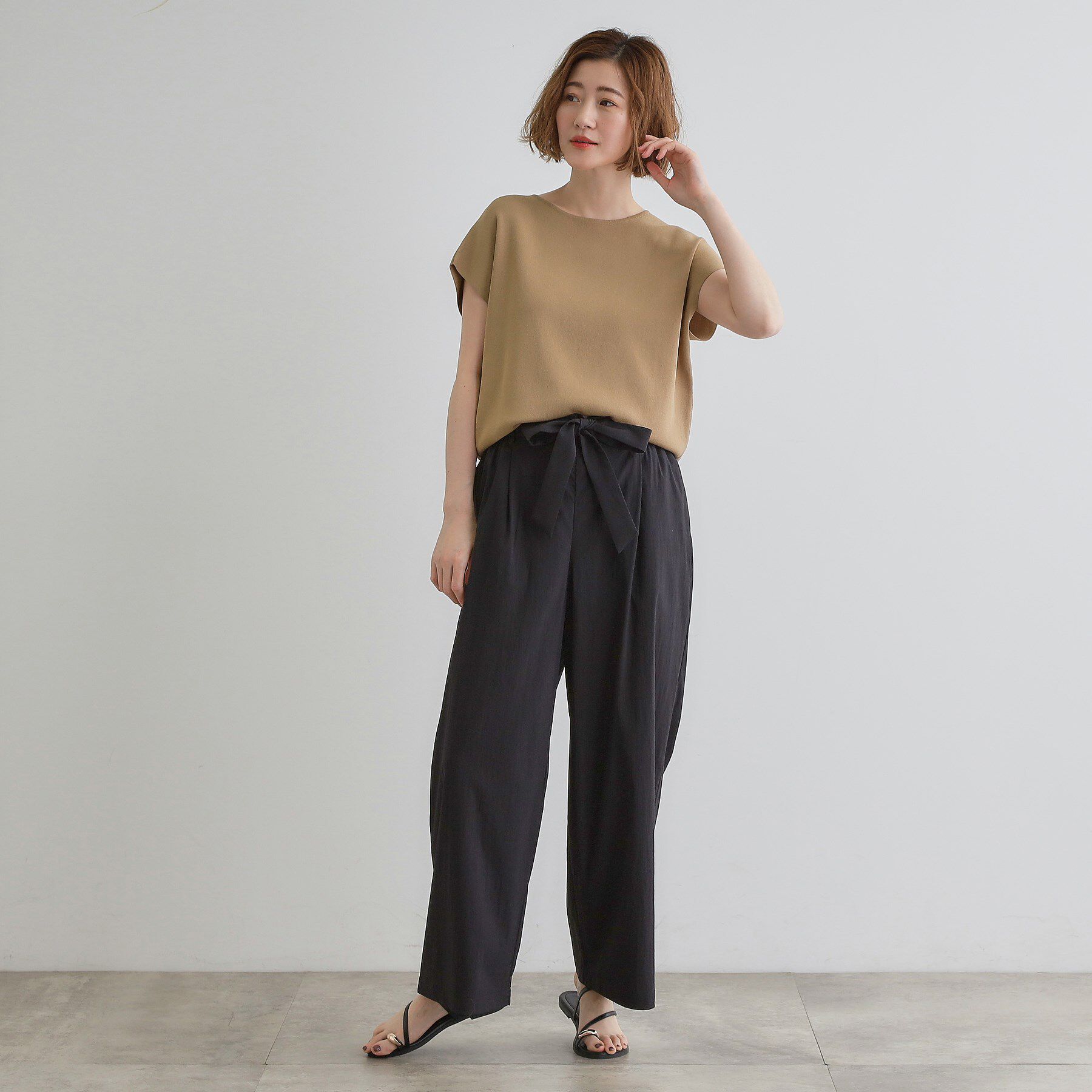 grove「【嬉しい機能付き】やわらかドライタッチフレンチスリーブニット」|ニット・セーター|