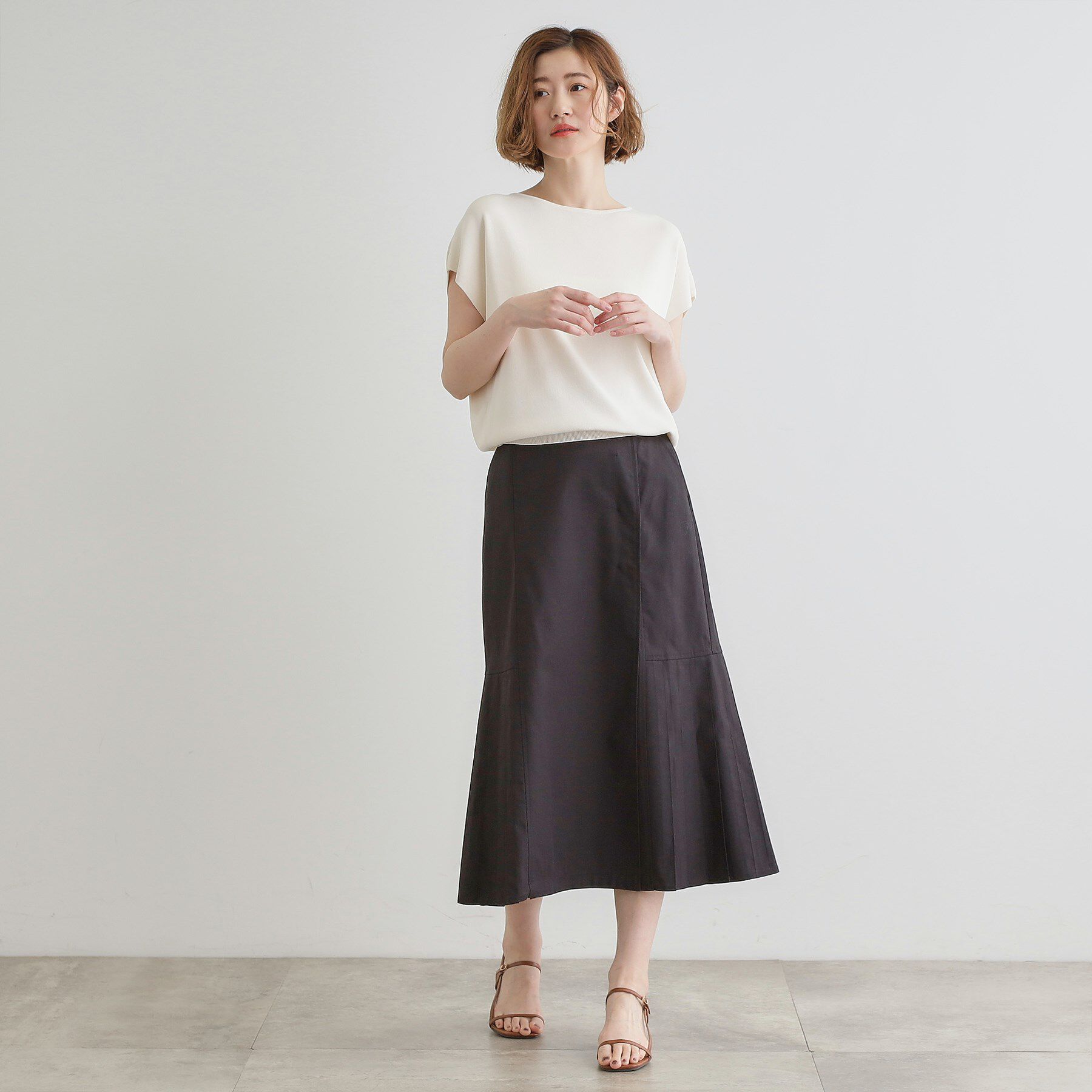 grove「【嬉しい機能付き】やわらかドライタッチフレンチスリーブニット」|ニット・セーター|