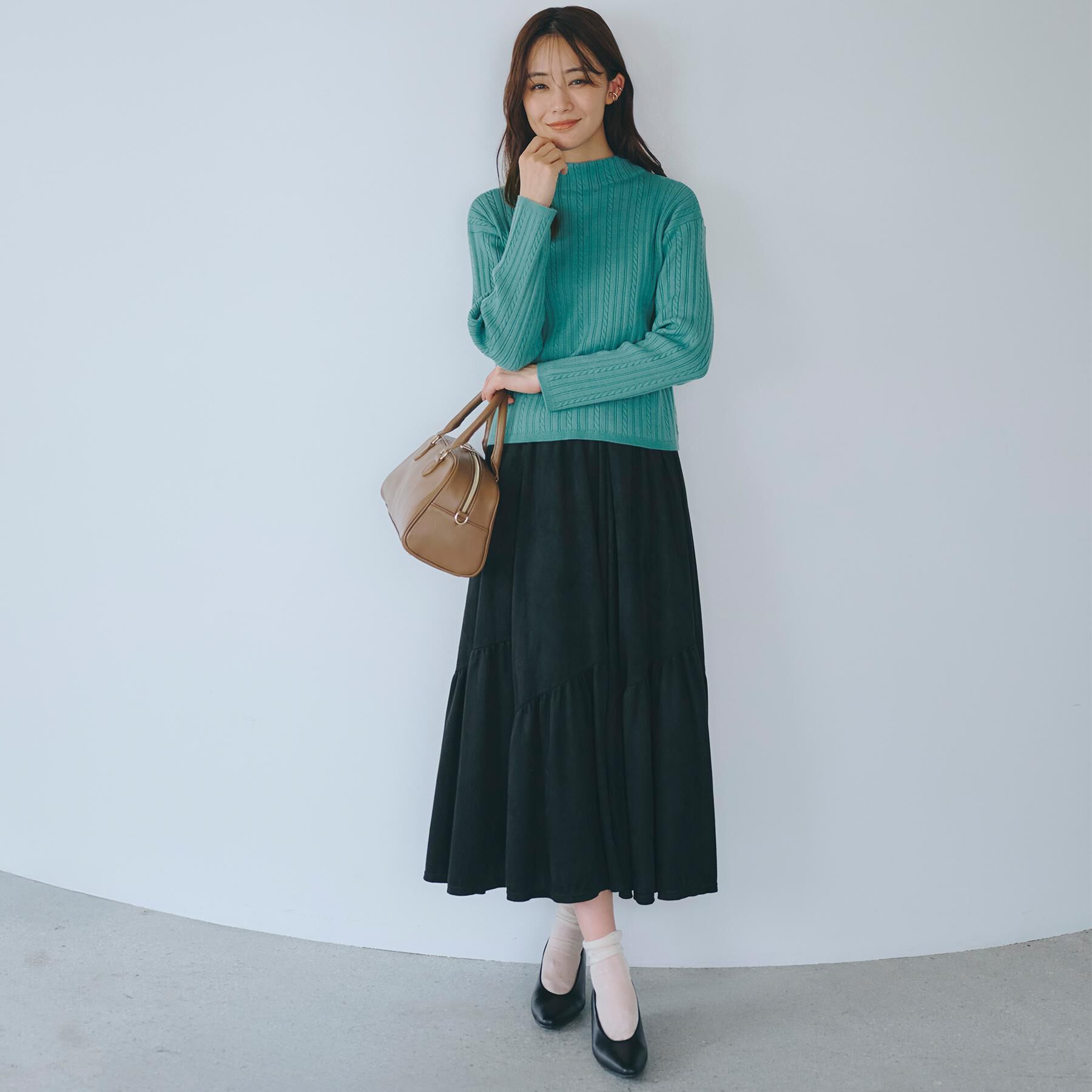 grove「【毛玉軽減／洗える】クロップドミニケーブルニット」|ニット・セーター|