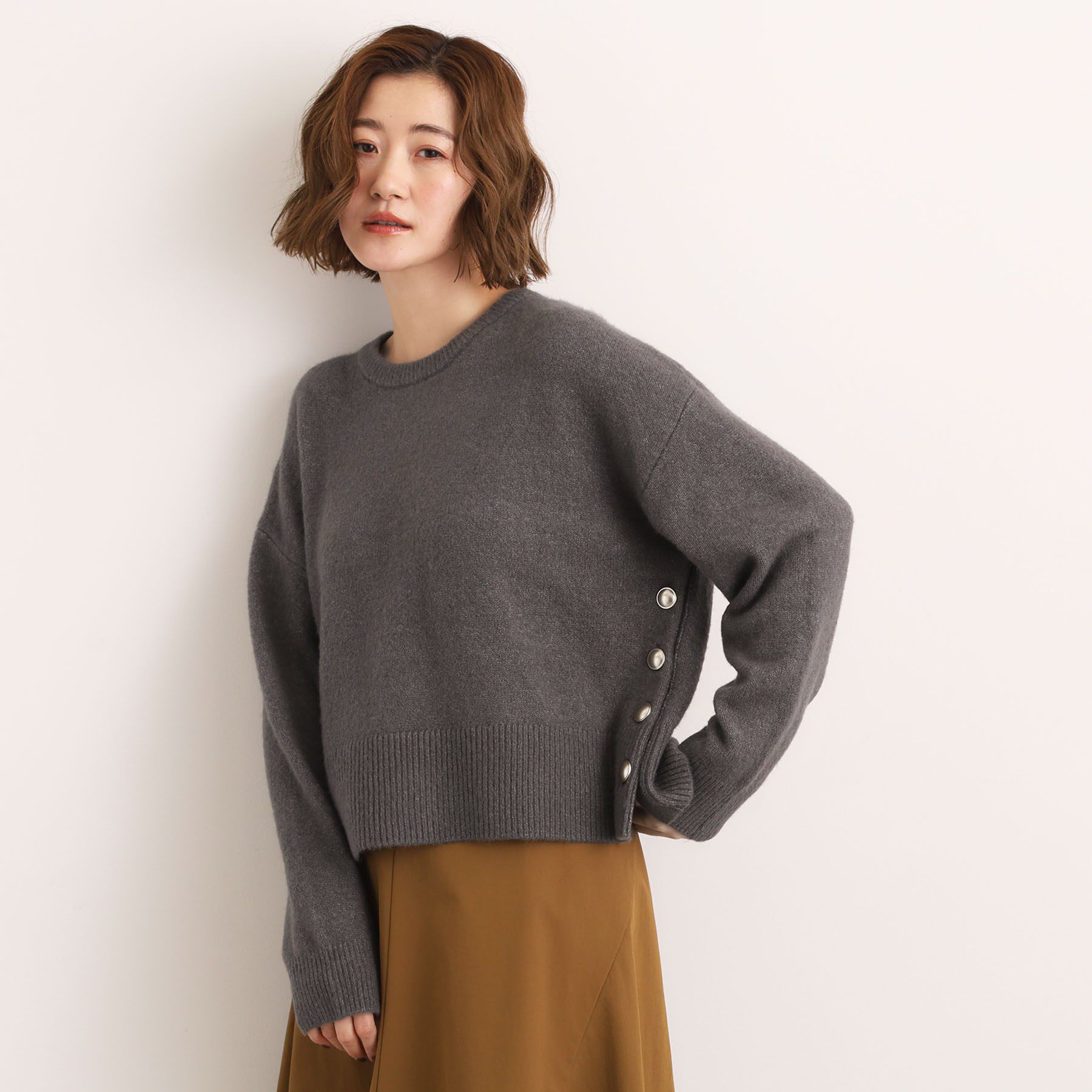 grove「【洗える】レイヤードにもおすすめ！サイド釦ニット」|ニット・セーター|