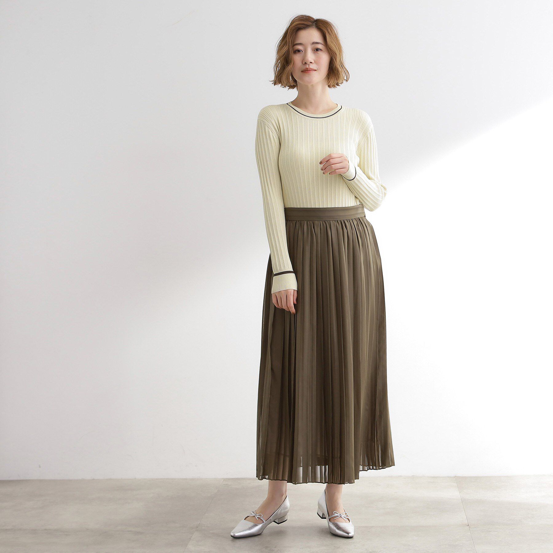 grove「【毛玉軽減】配色ラインランダムリブニット」|ニット・セーター|