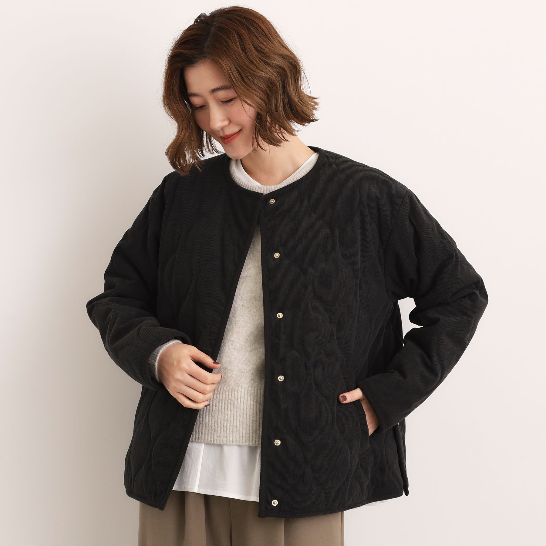 grove「【2WAY・リバーシブル】大人が着たい上品コーデュロイジャケット」|ダウン|