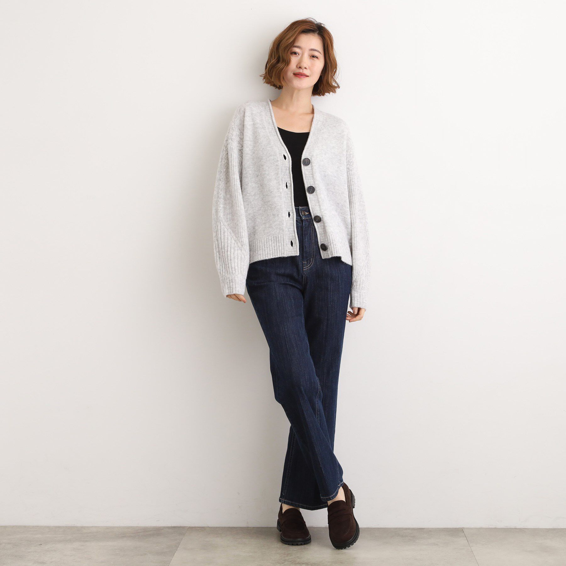grove「ケーブルアクセント Vネックカーディガン」|カーディガン|
