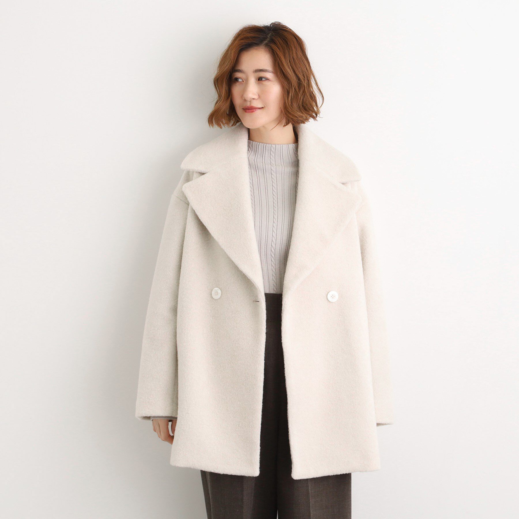 grove「ふんわりまとう、オーバーサイズテーラーコート」|チェスターコート|オートミール(051