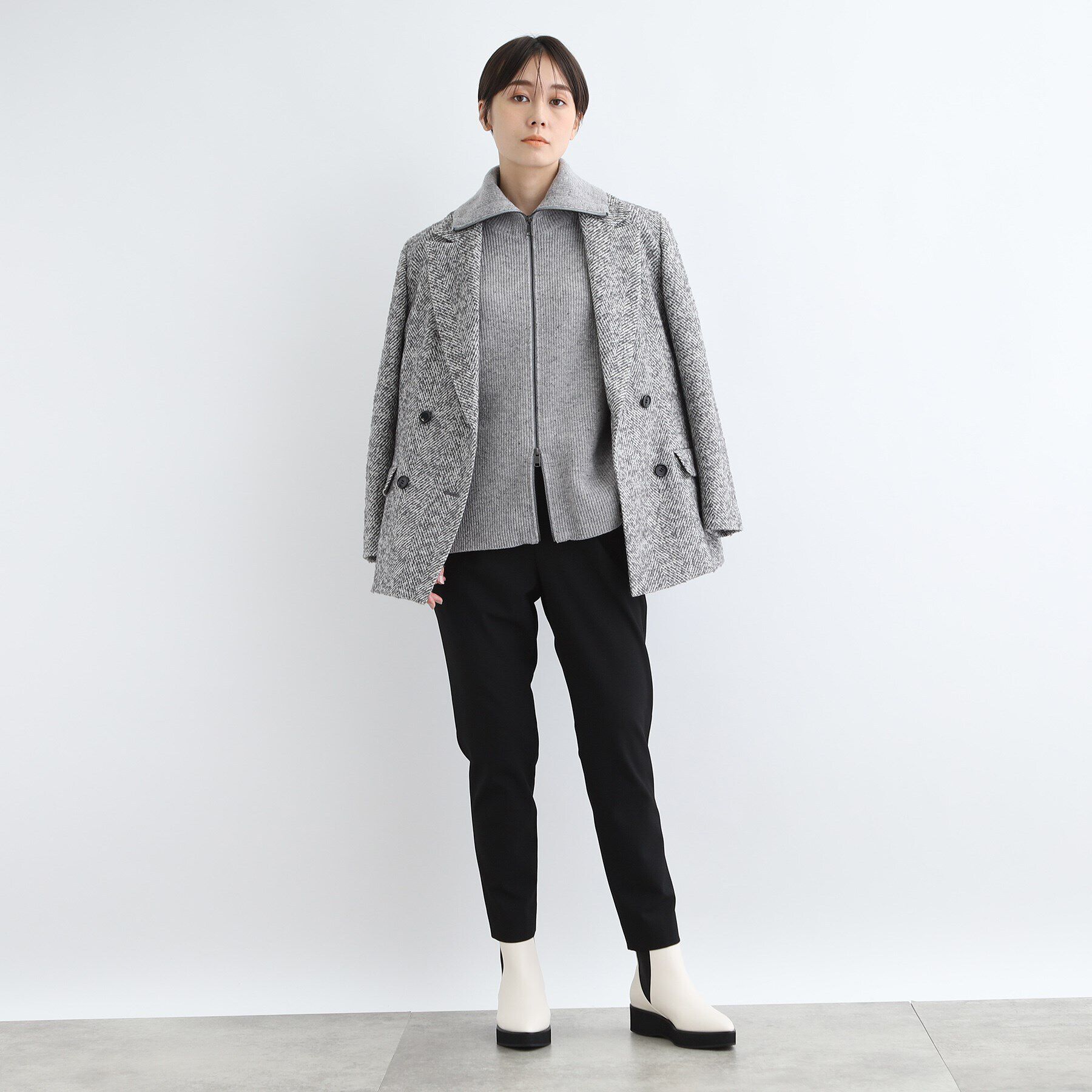 INDIVI「【合皮】シャープサイドゴアブーツ」|ショートブーツ|