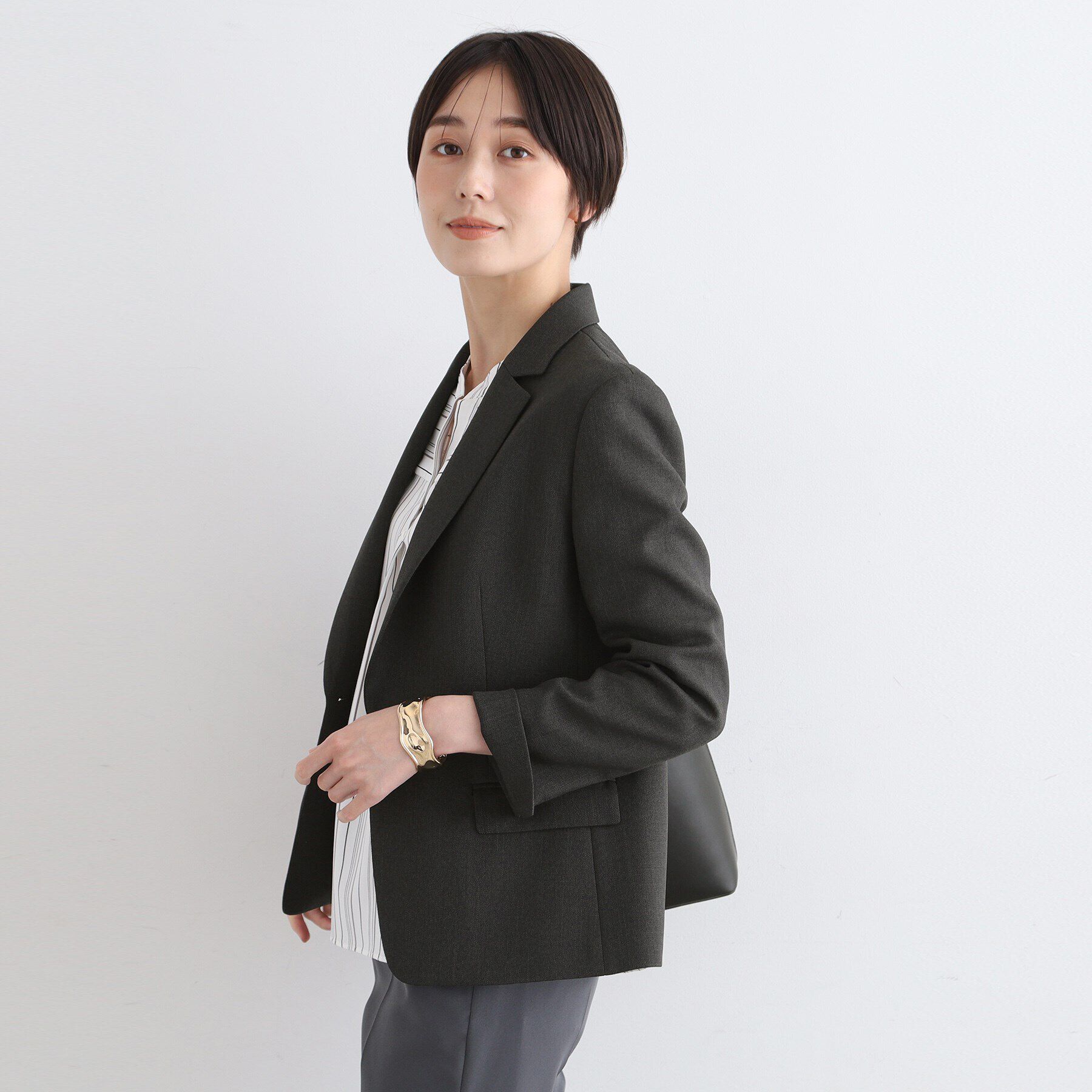 INDIVI「【洗える／UVケア／定番スーツ】ウール調テーラードカラージャケット」|スーツ|