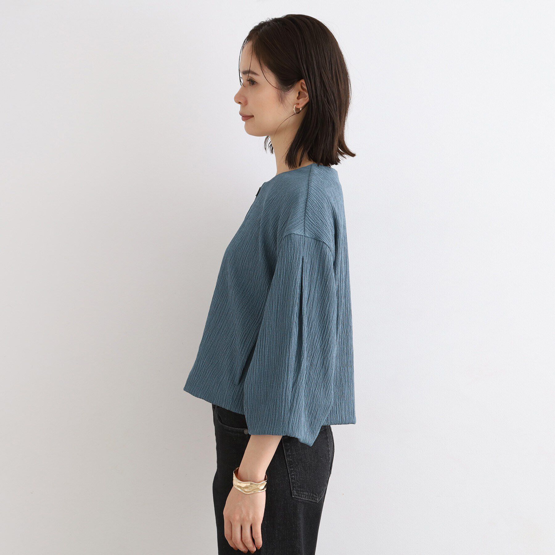 INDIVI「【洗える/UVケア/SETUP可能】バルーンスリーブブルゾン」|ブルゾン・スタジャン|