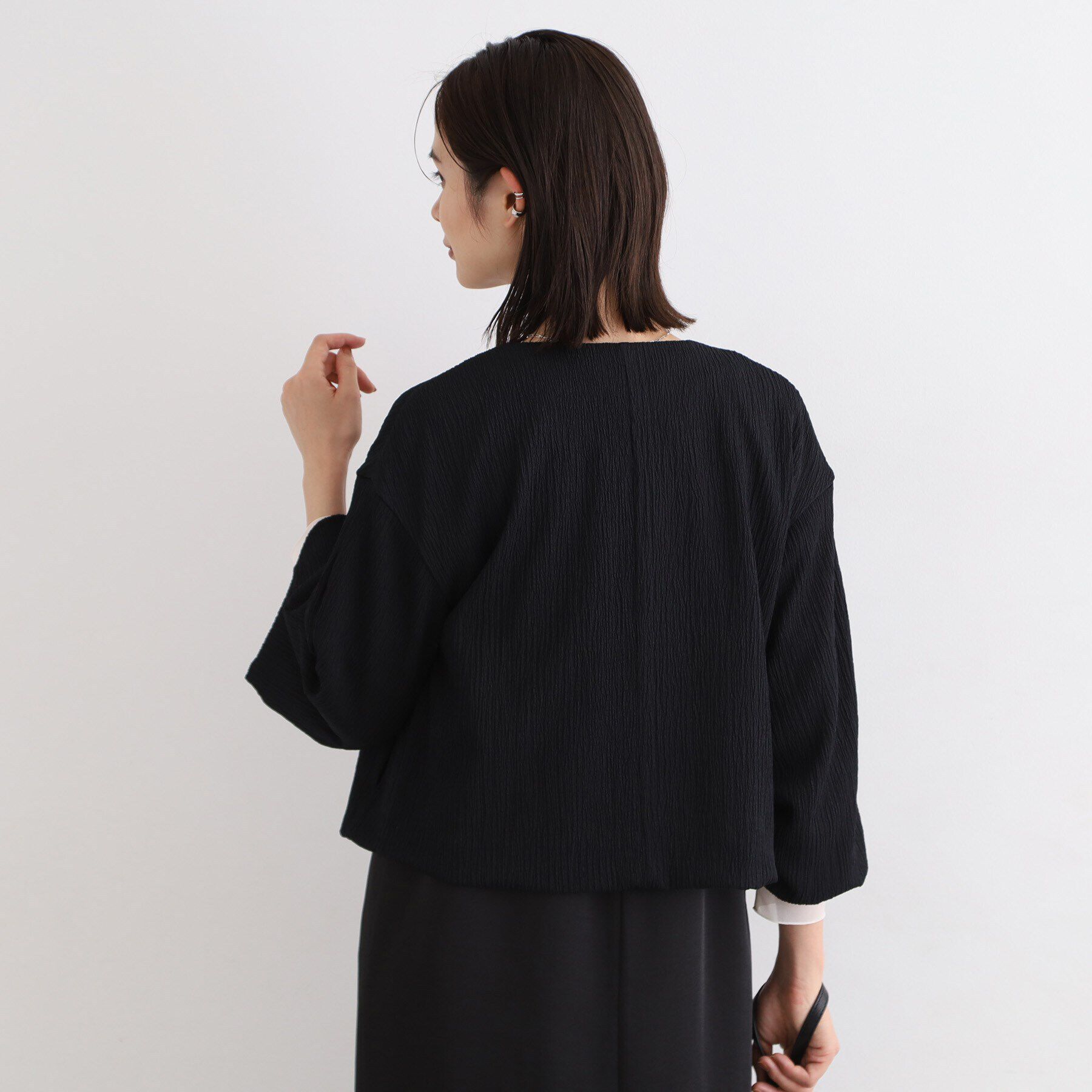 INDIVI「【洗える/UVケア/SETUP可能】バルーンスリーブブルゾン」|ブルゾン・スタジャン|