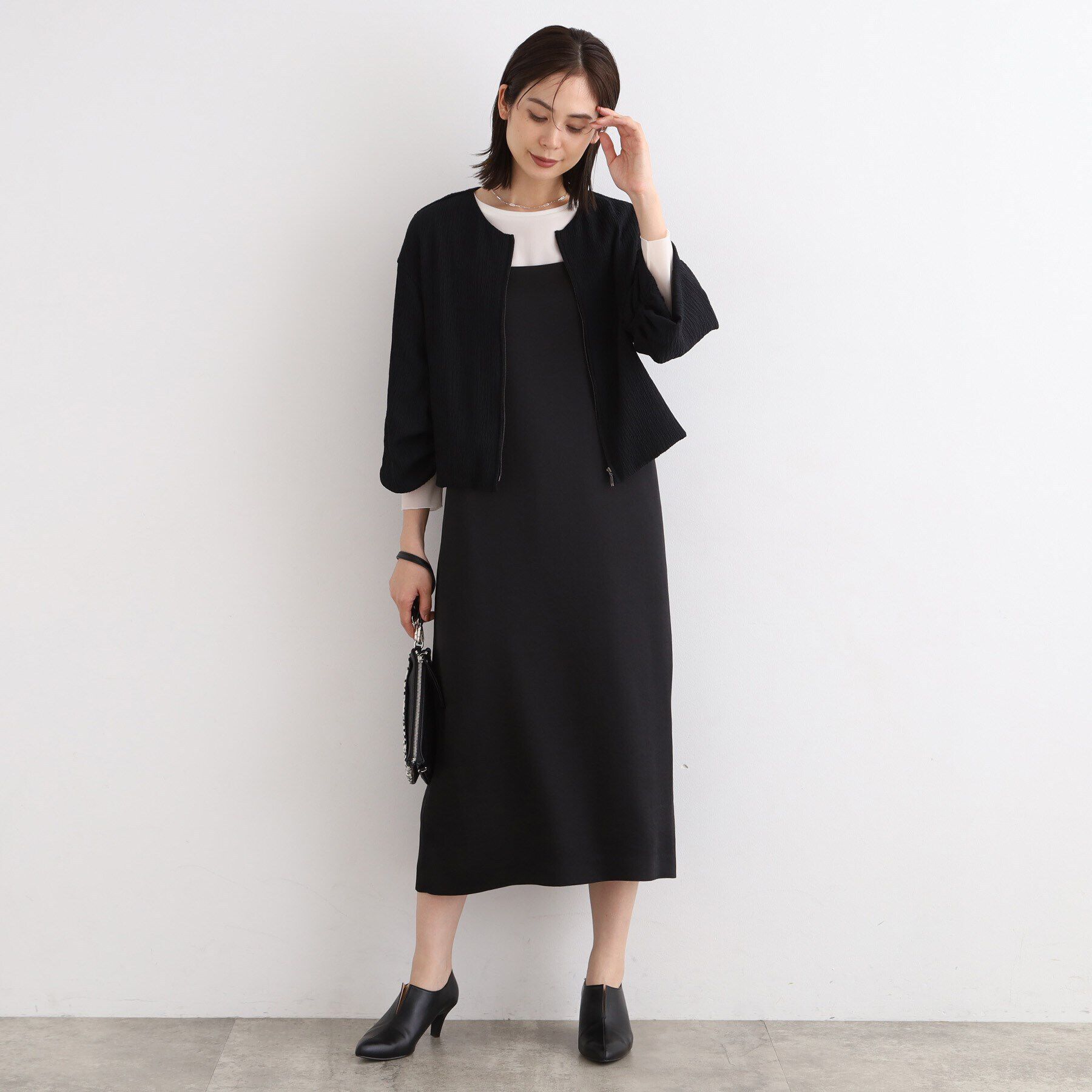 INDIVI「【洗える/UVケア/SETUP可能】バルーンスリーブブルゾン」|ブルゾン・スタジャン|