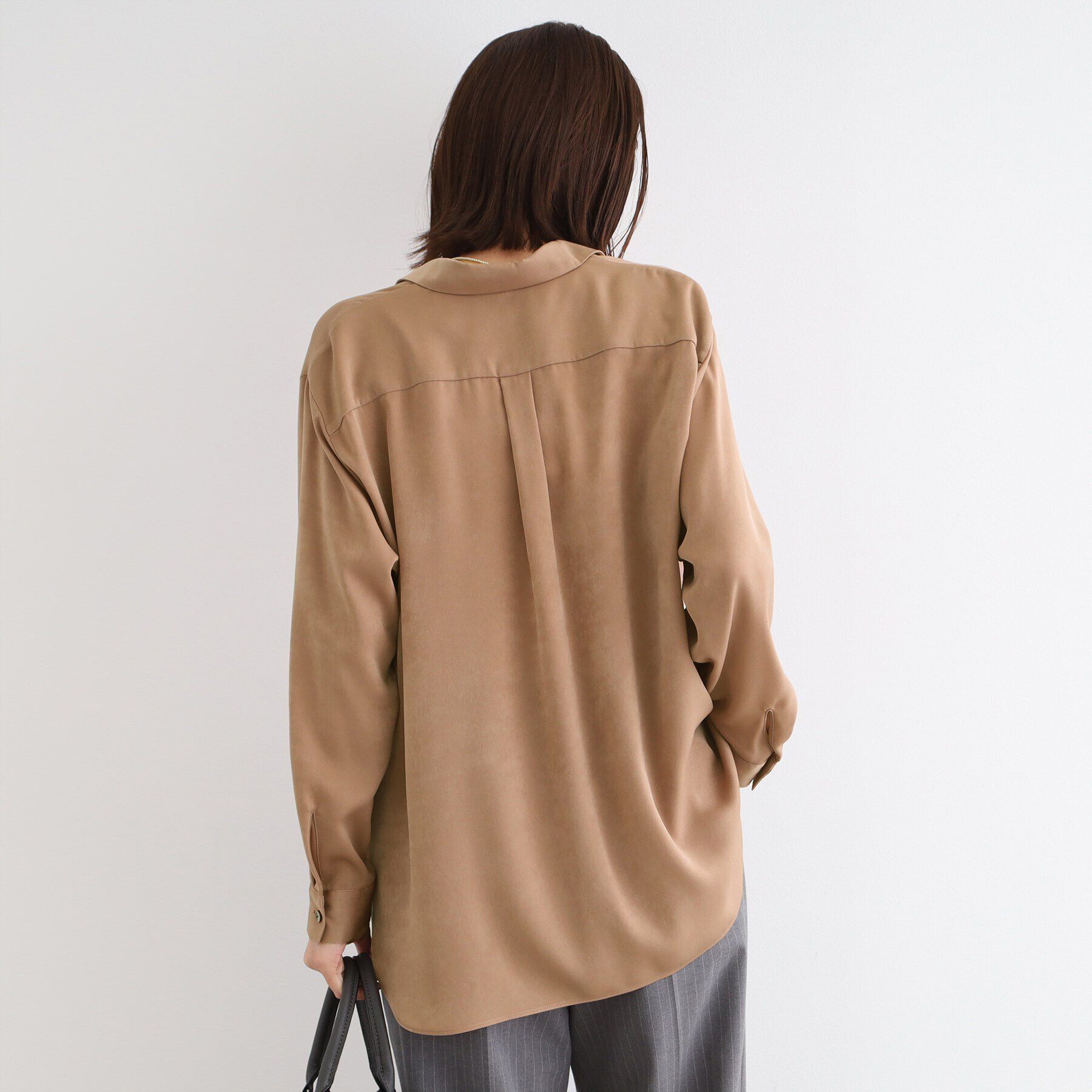 INDIVI「【洗える／UVケア】スエード調サテンワークシャツブラウス」|シャツ・ブラウス|
