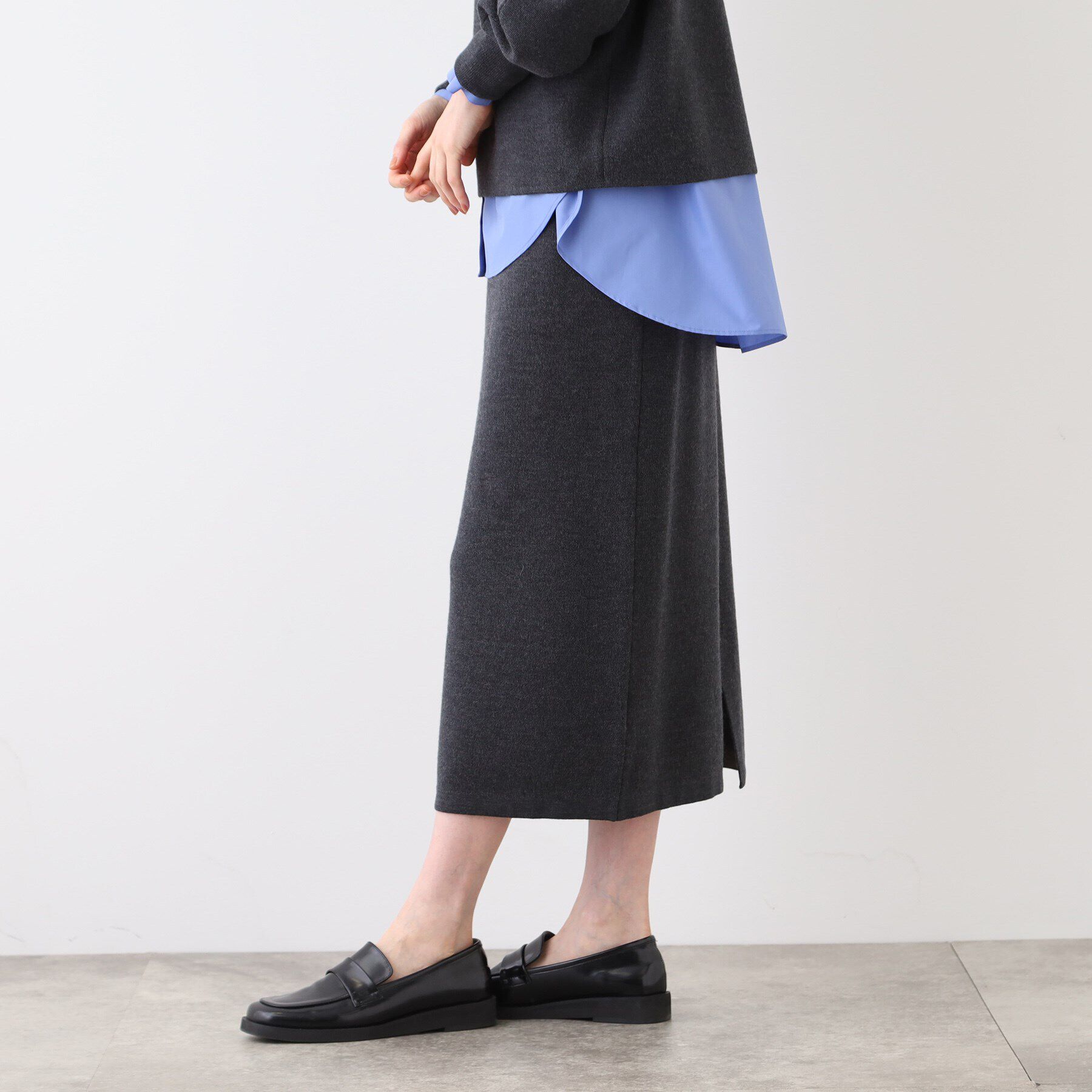 INDIVI「【SETUP可能】スウェットライクナローニットスカート」|スカート|