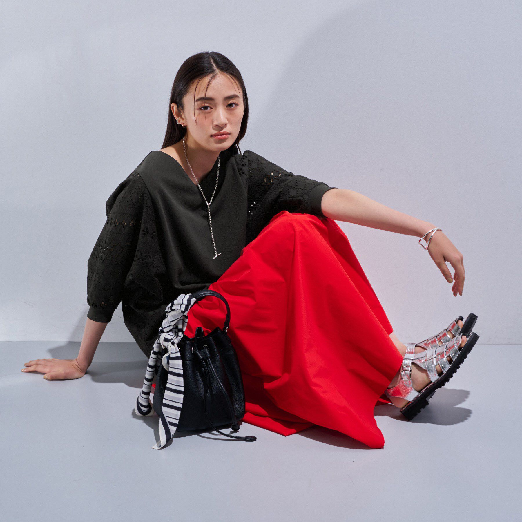 INDIVI「【洗える／体型カバー】レースコンビトップス」|Tシャツ・カットソー|