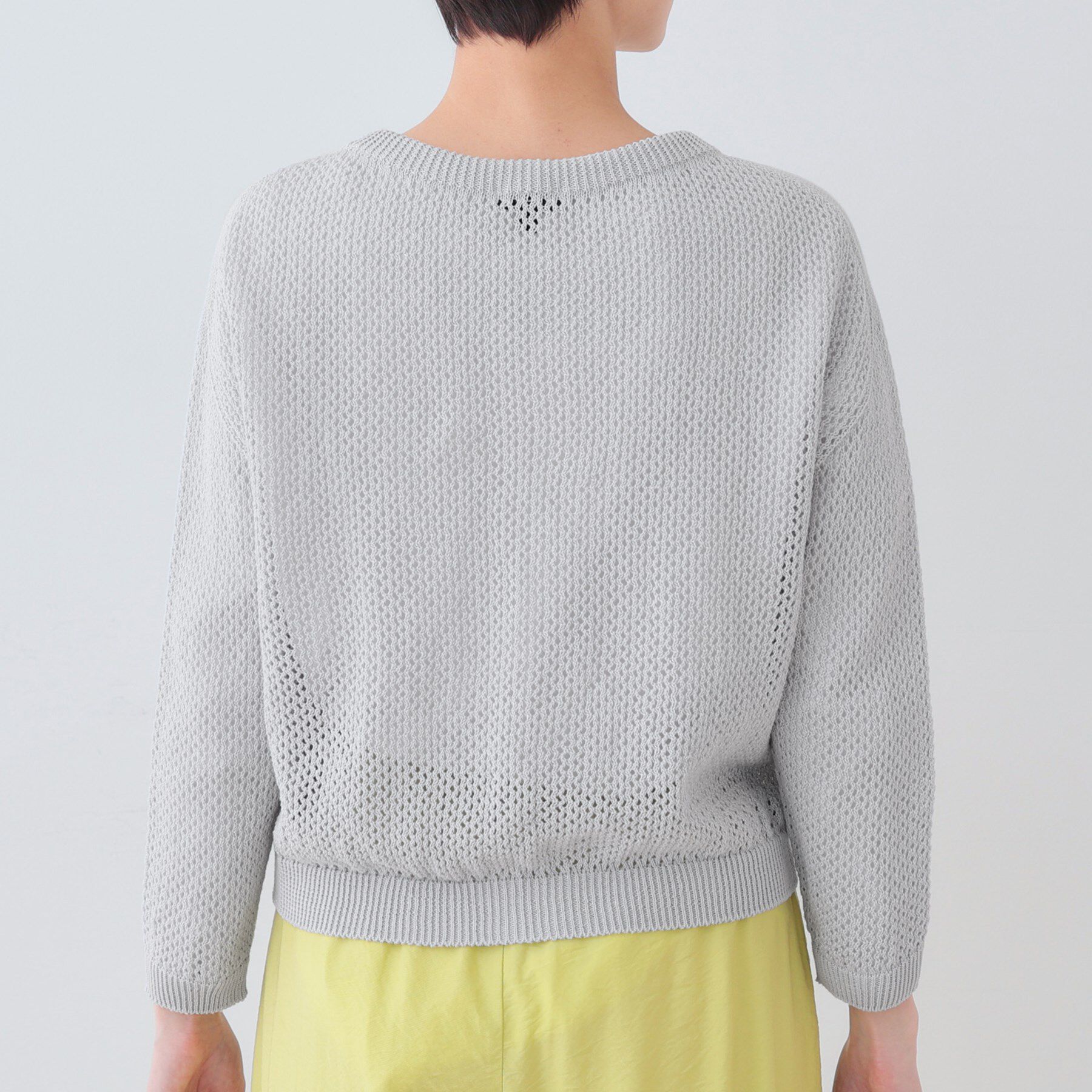 INDIVI「【洗える／コットン100％】メッシュ柄ニットブルゾン」|カーディガン|