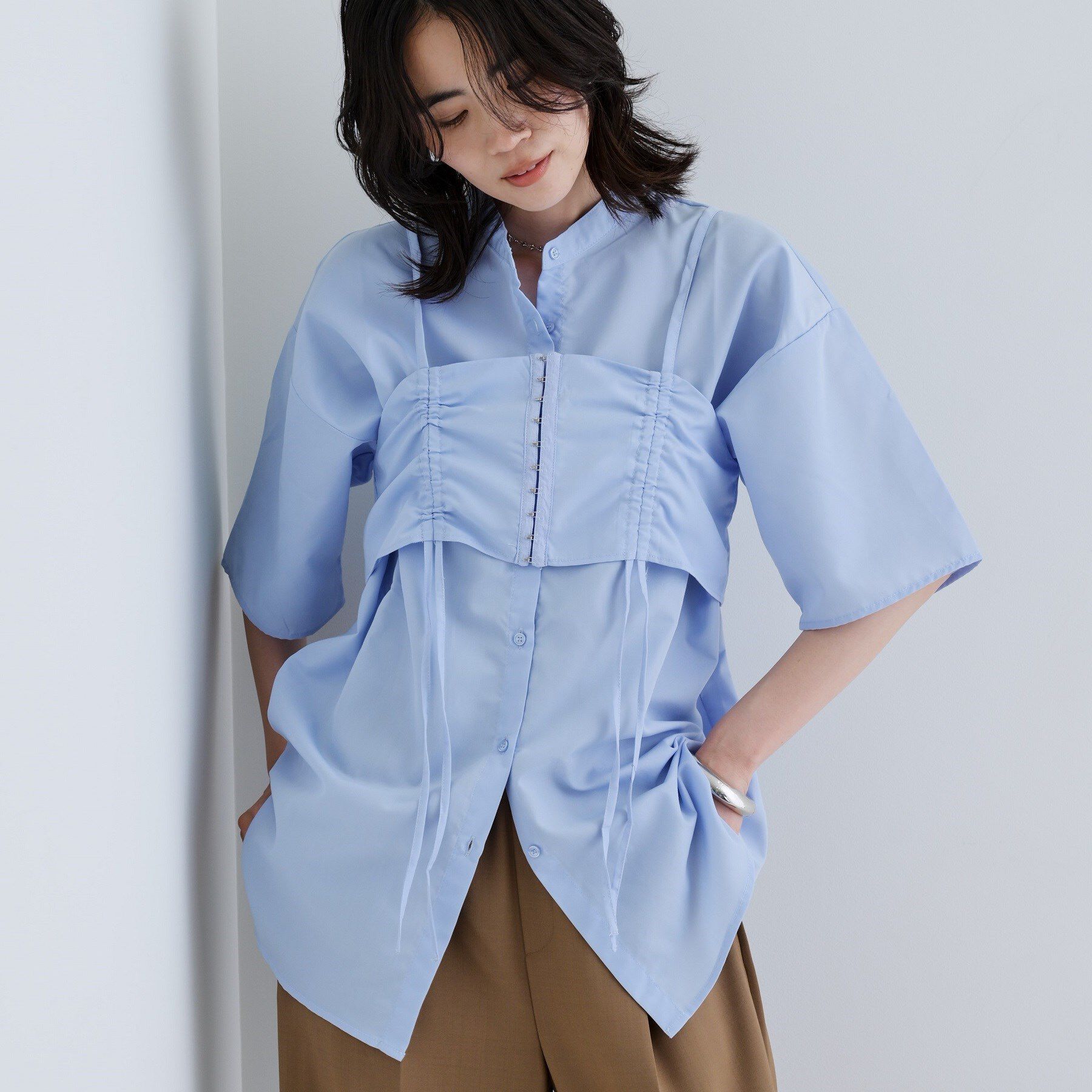 GALLEST「【一部店舗限定】ベアトップ付き半袖ワイドシャツ」|シャツ・ブラウス|