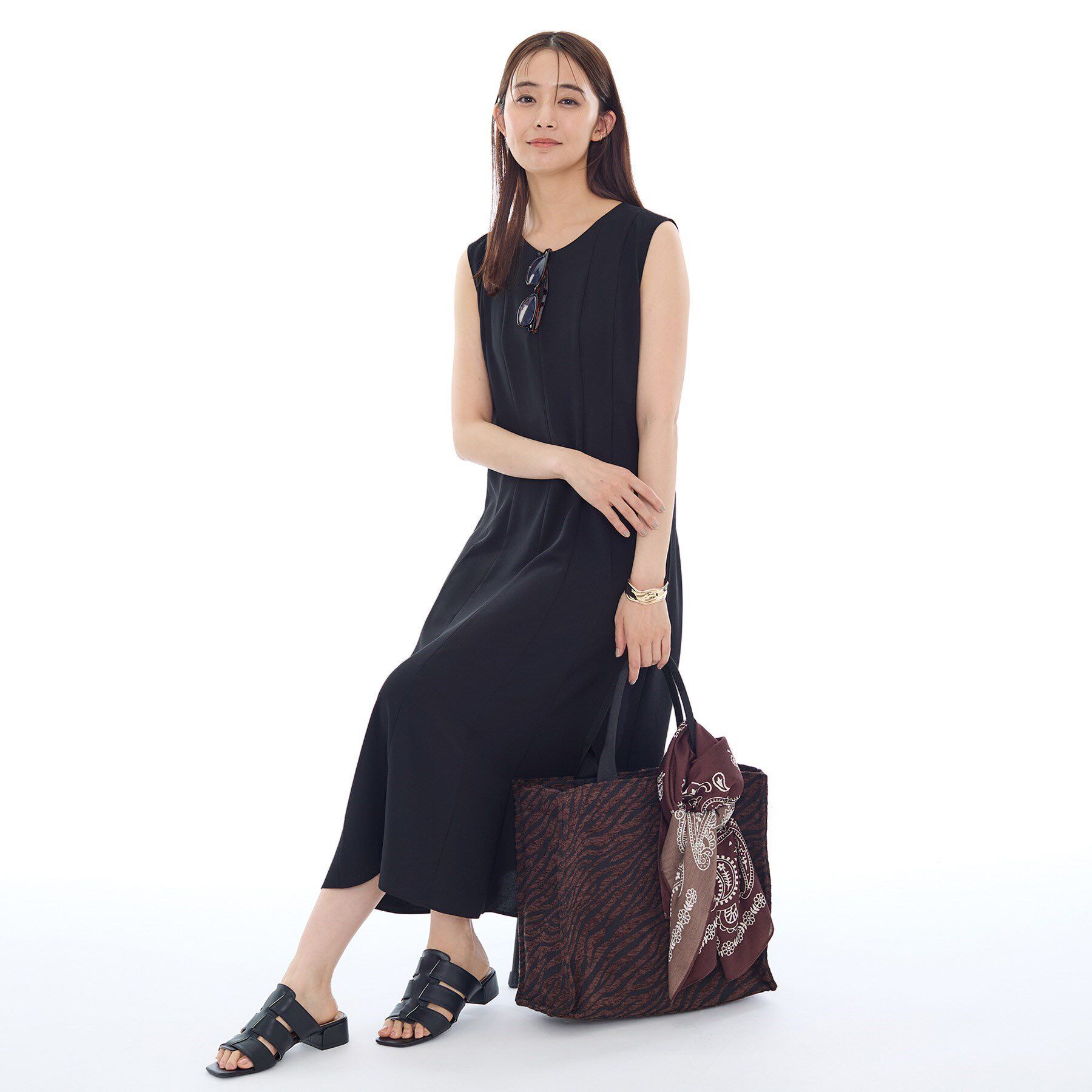 INDIVI「【美シルエット】ノースリーブワンピース」|ワンピース|