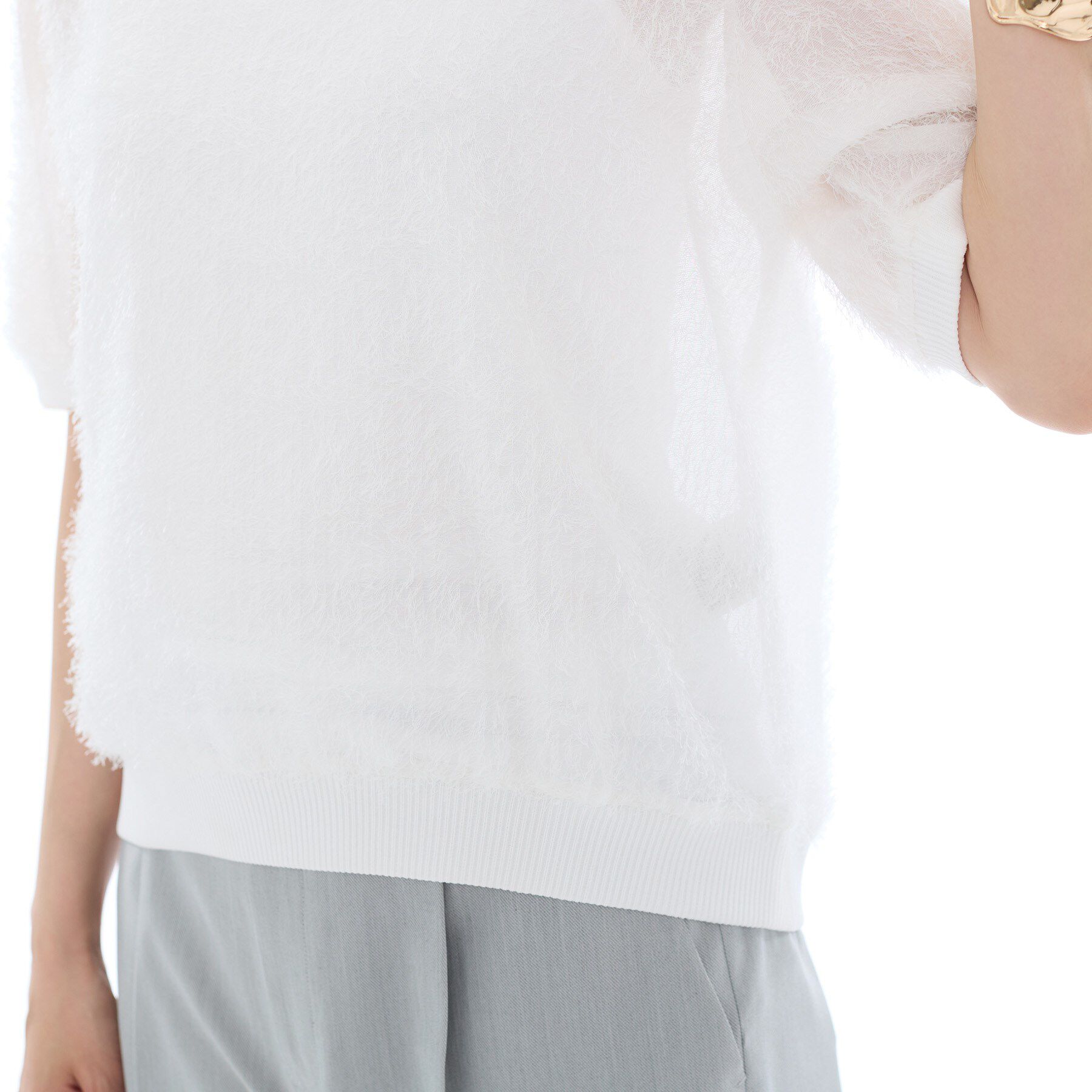 INDIVI「ヘアリージャカードトップス」|シャツ・ブラウス|