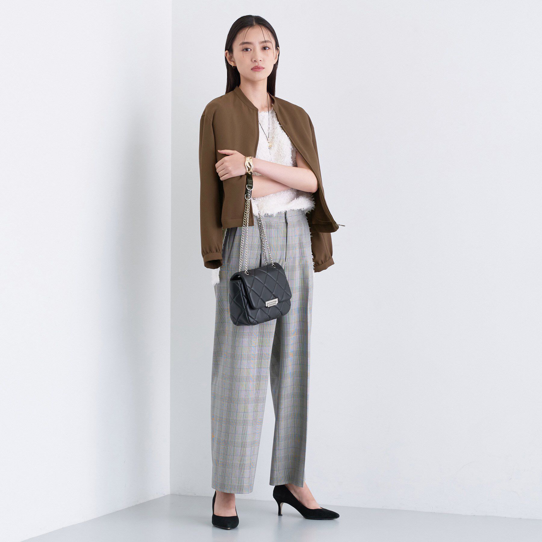 INDIVI「【洗える／UVケア／吸汗速乾】ジョーゼットライトブルゾン」|ブルゾン・スタジャン|