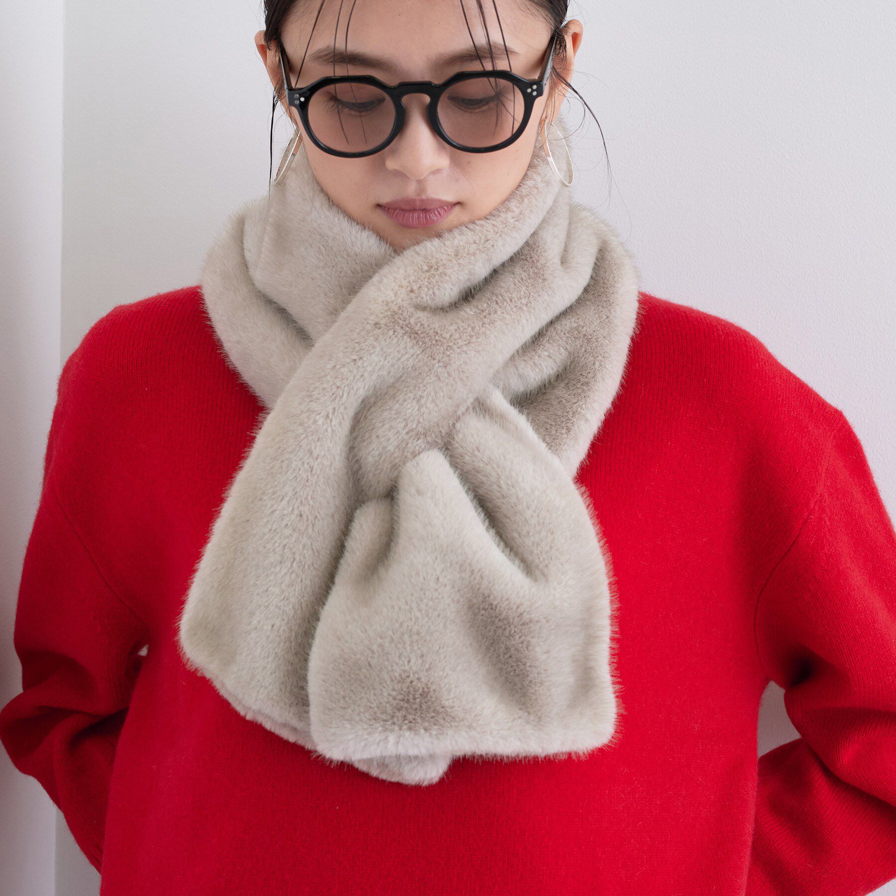 INDIVI「【リバーシブル】フェイクファーティペット」|ストール|