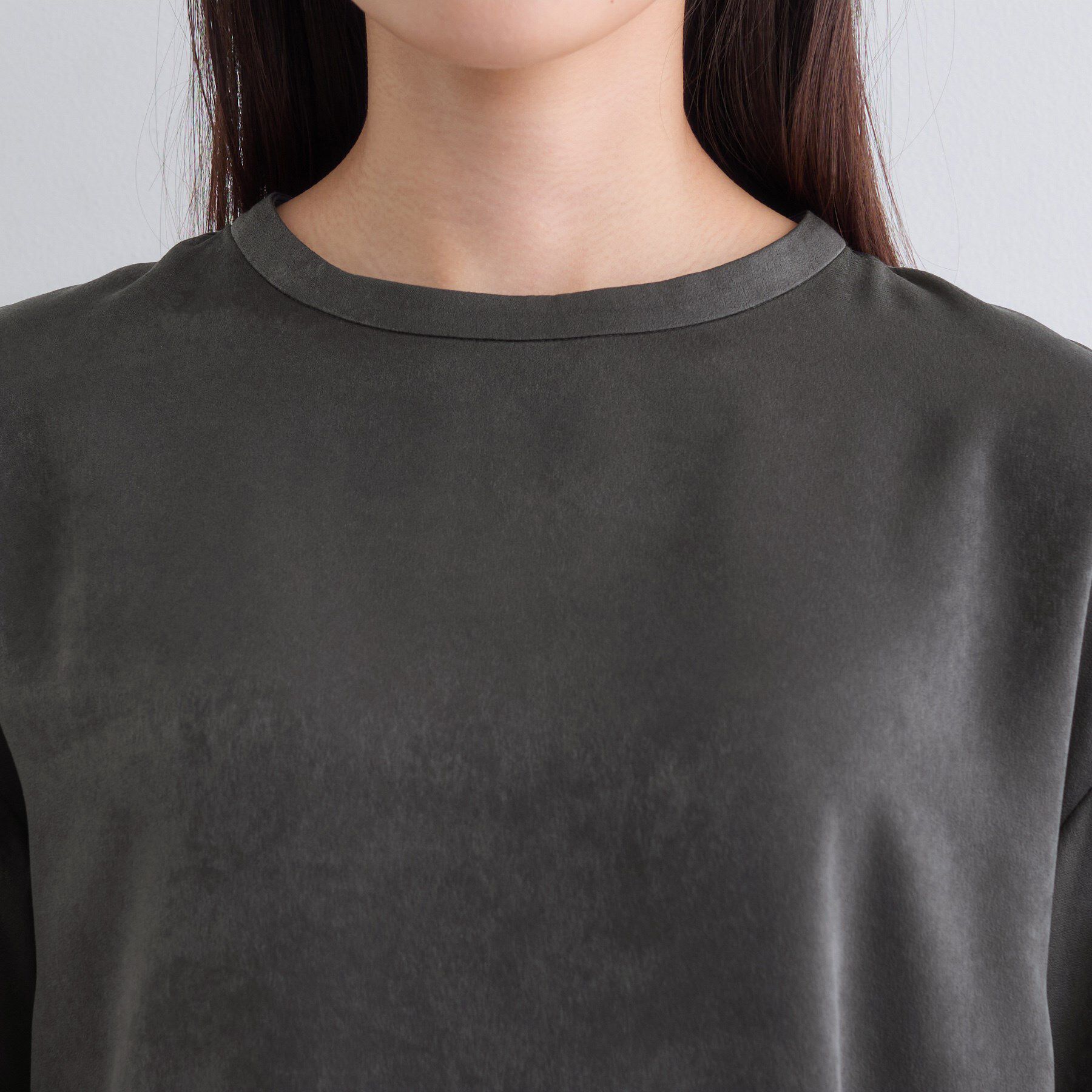 INDIVI「【セットアップ可能】スエード調サテンブラウス」|シャツ・ブラウス|