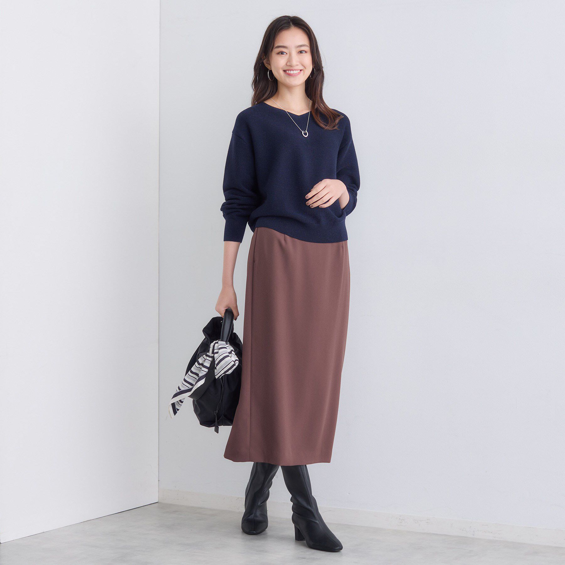 INDIVI「【ウール混ラメ素材】Vネック煌めきニット」|ニット・セーター|