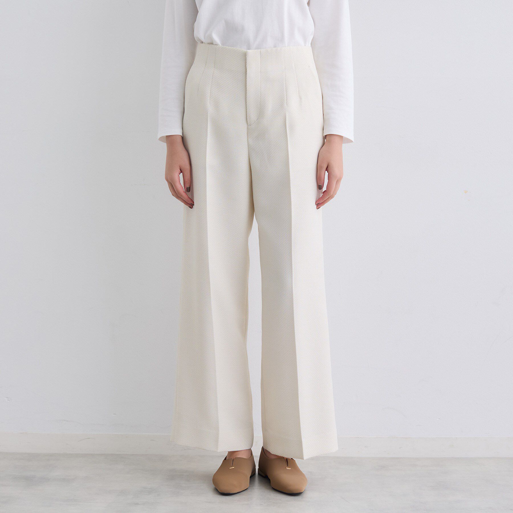 INDIVI「【褒められパンツ/ウール調素材】ラメ混ワイドパンツ」|その他|