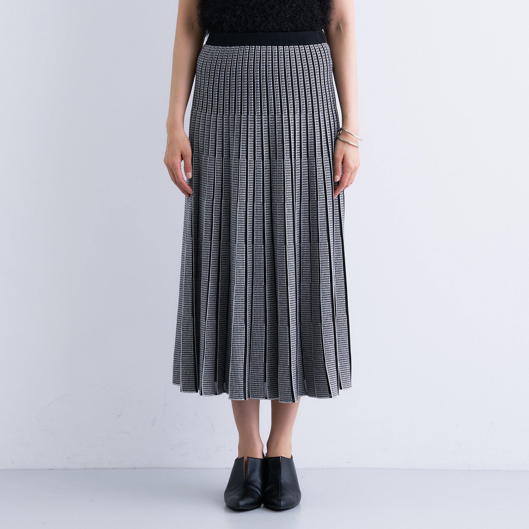 INDIVI「【洗える／SETUP可能】ジャカードニット プリーツスカート」|スカート|