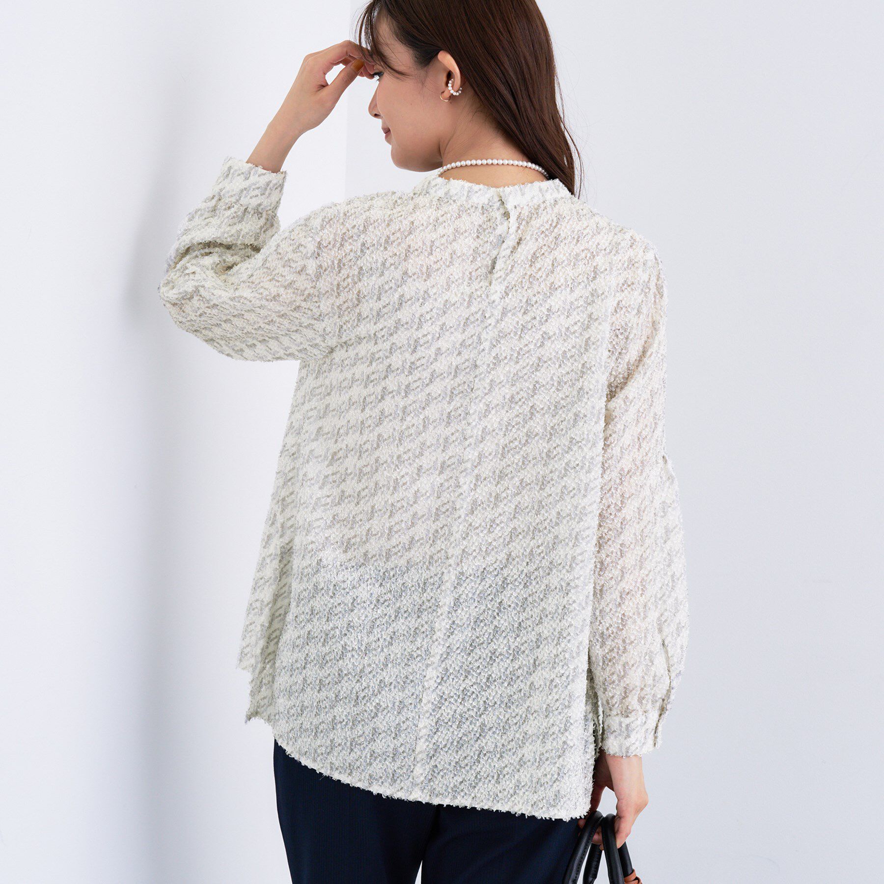 INDIVI「【きれいめ／オフィス／イベント】フェザージャカードブラウス」|シャツ・ブラウス|