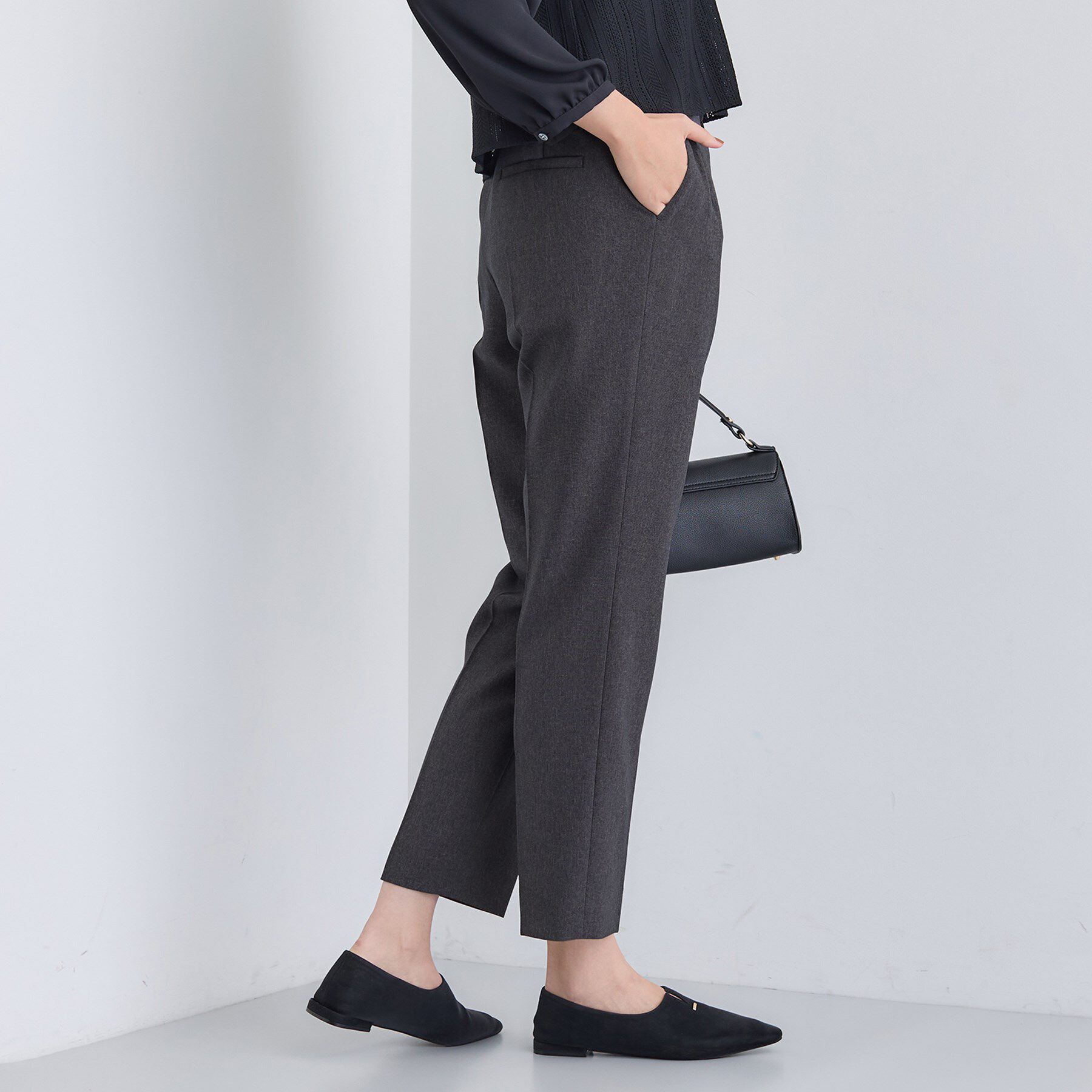 INDIVI「【洗える／通勤／スーツ】メランジストレッチ テーパードパンツ」|スーツ|