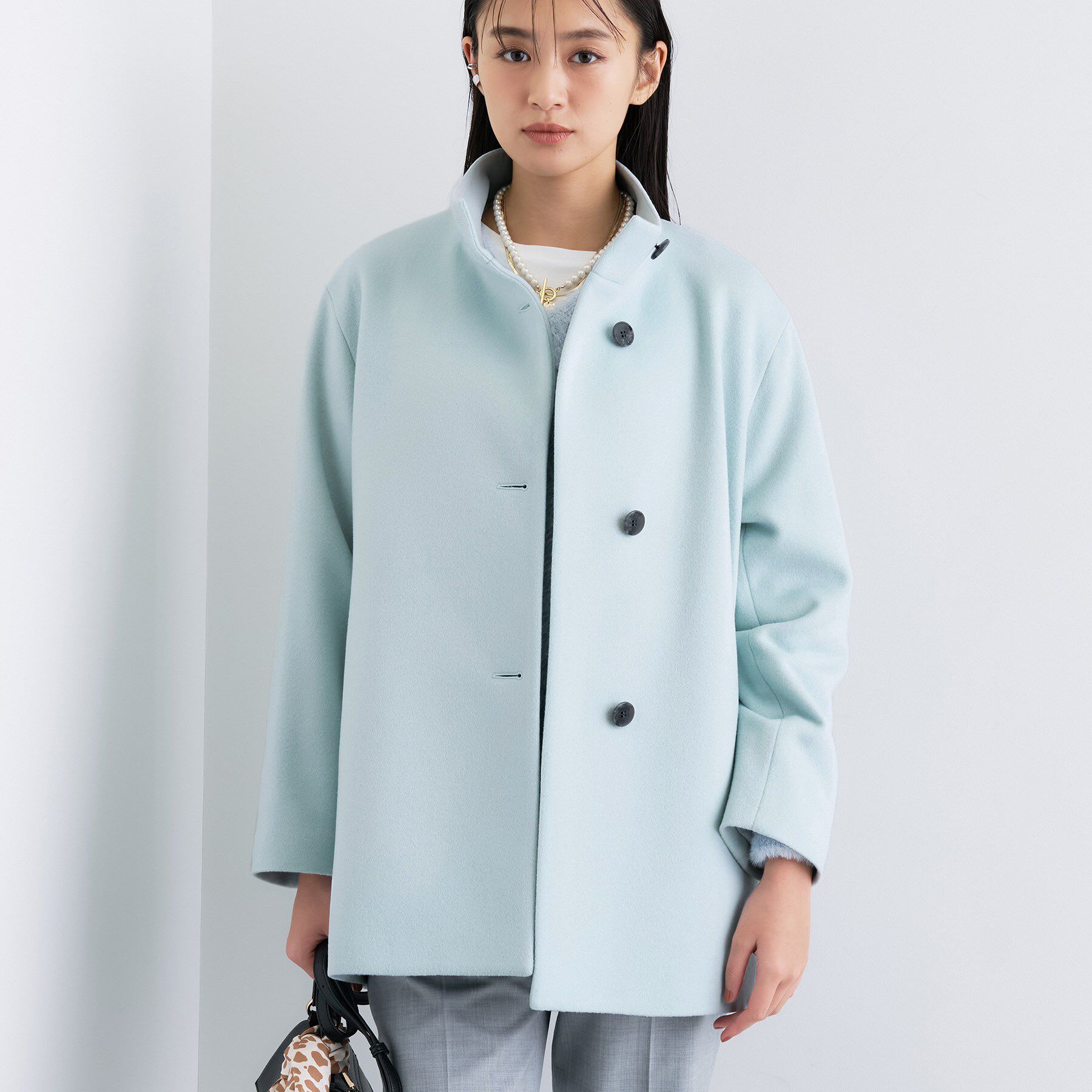 INDIVI「【日本製／ミドル丈】スタンドカラーミドルコート」|その他|