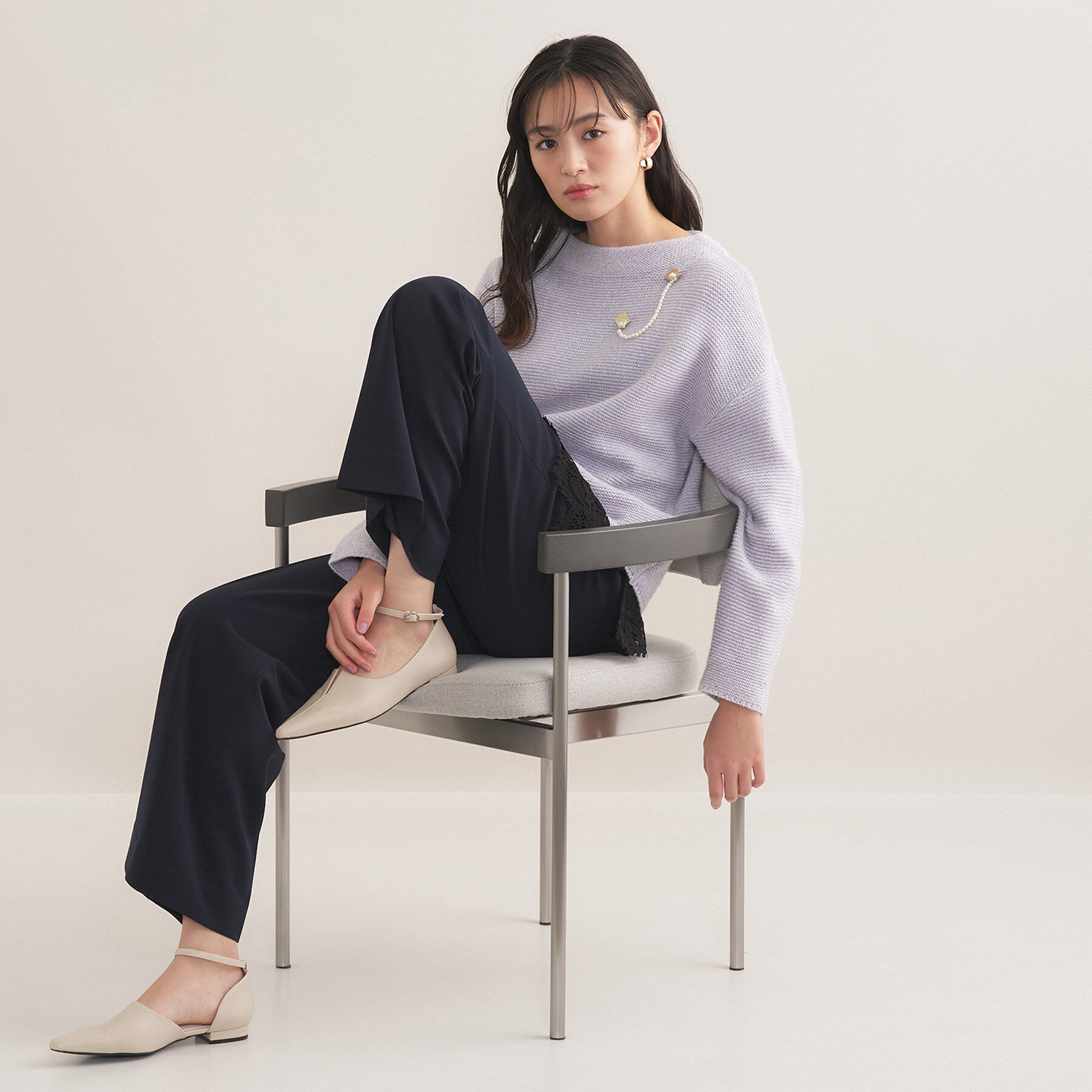 INDIVI「【洗える／大人ラメ】カラーMIXボトルネックニット」|ニット・セーター|