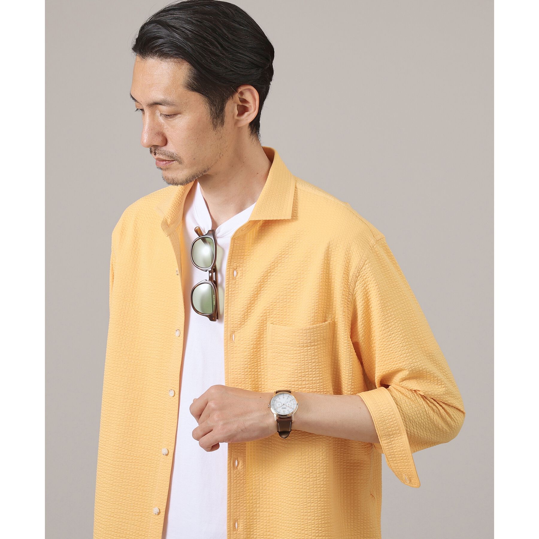 TAKEO KIKUCHI「【抗菌防臭／7分袖】サッカージャージ ストライプシャツ」|シャツ・ブラウス|