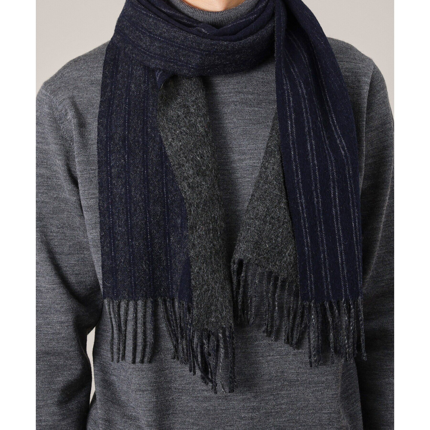 TAKEO KIKUCHI「【洗えるメリノウール混】ストライプ マフラー」|ストール|