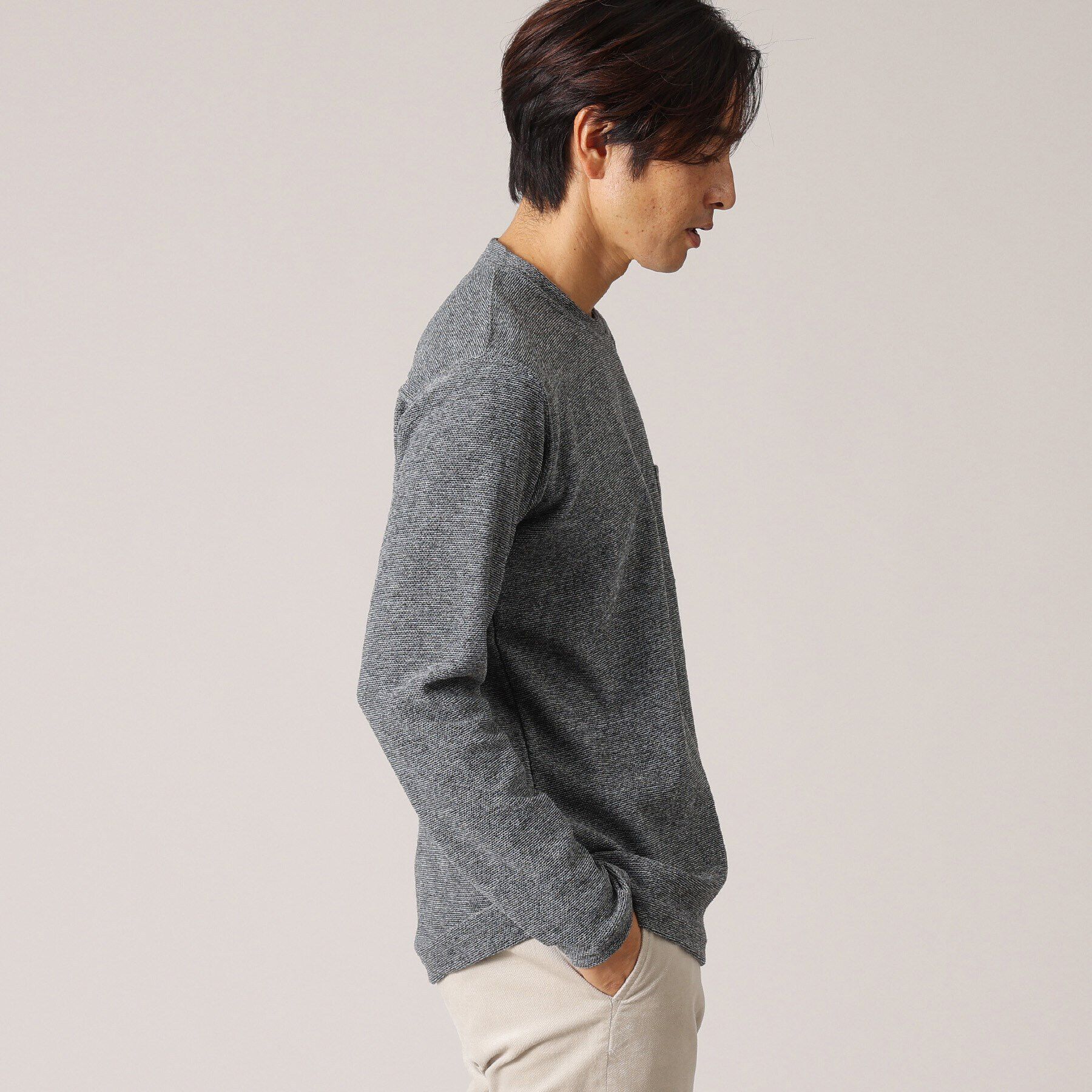 TAKEO KIKUCHI「【尾州織】ウールブレンド パイルカットソー」|Tシャツ・カットソー|
