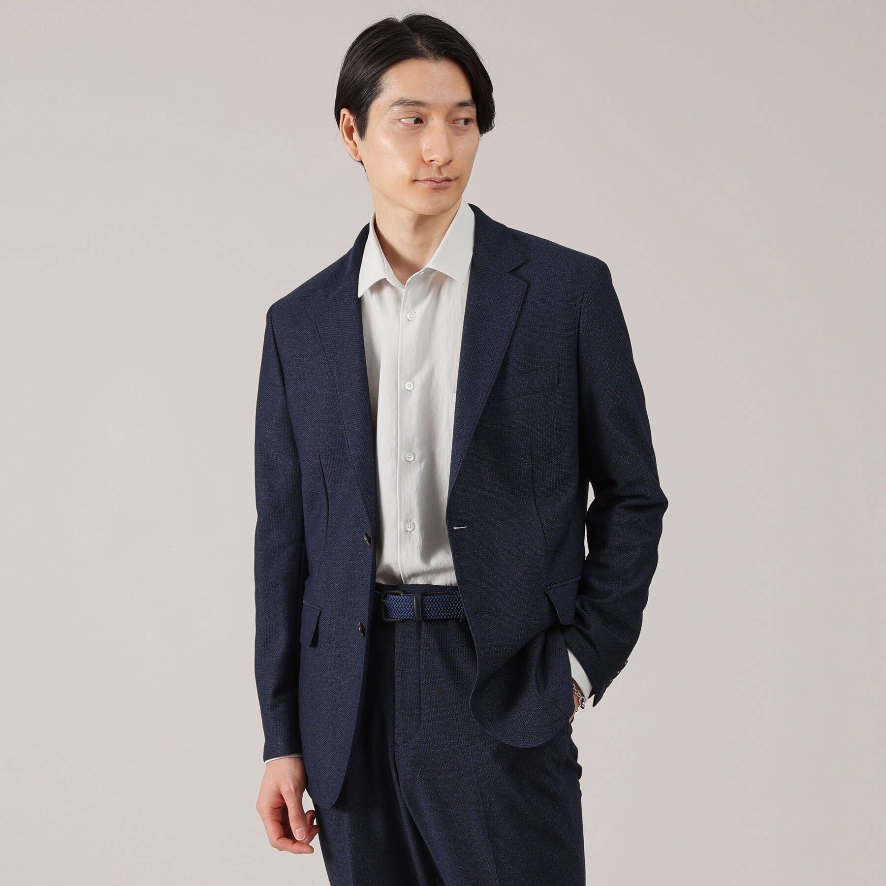 TAKEO KIKUCHI「【抗菌防臭】尾州 リネンブレンド ハニカムメッシュ ジャケット」|テーラードジャケット|ネイビー(094)
