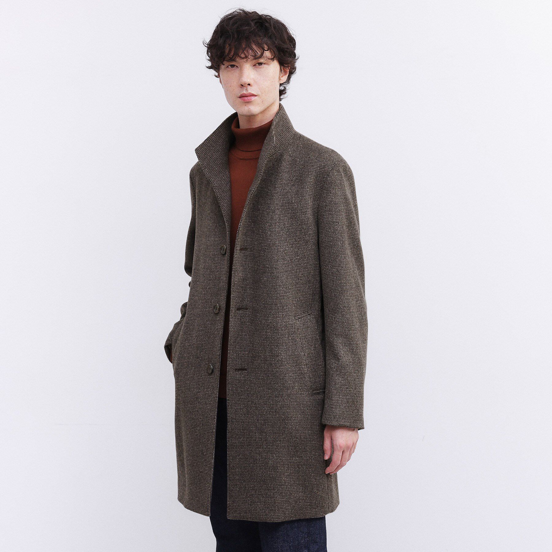 TAKEO KIKUCHI「カシミヤブレンド ビーバー調ピンヘッドスタンドカラーコート」|その他|