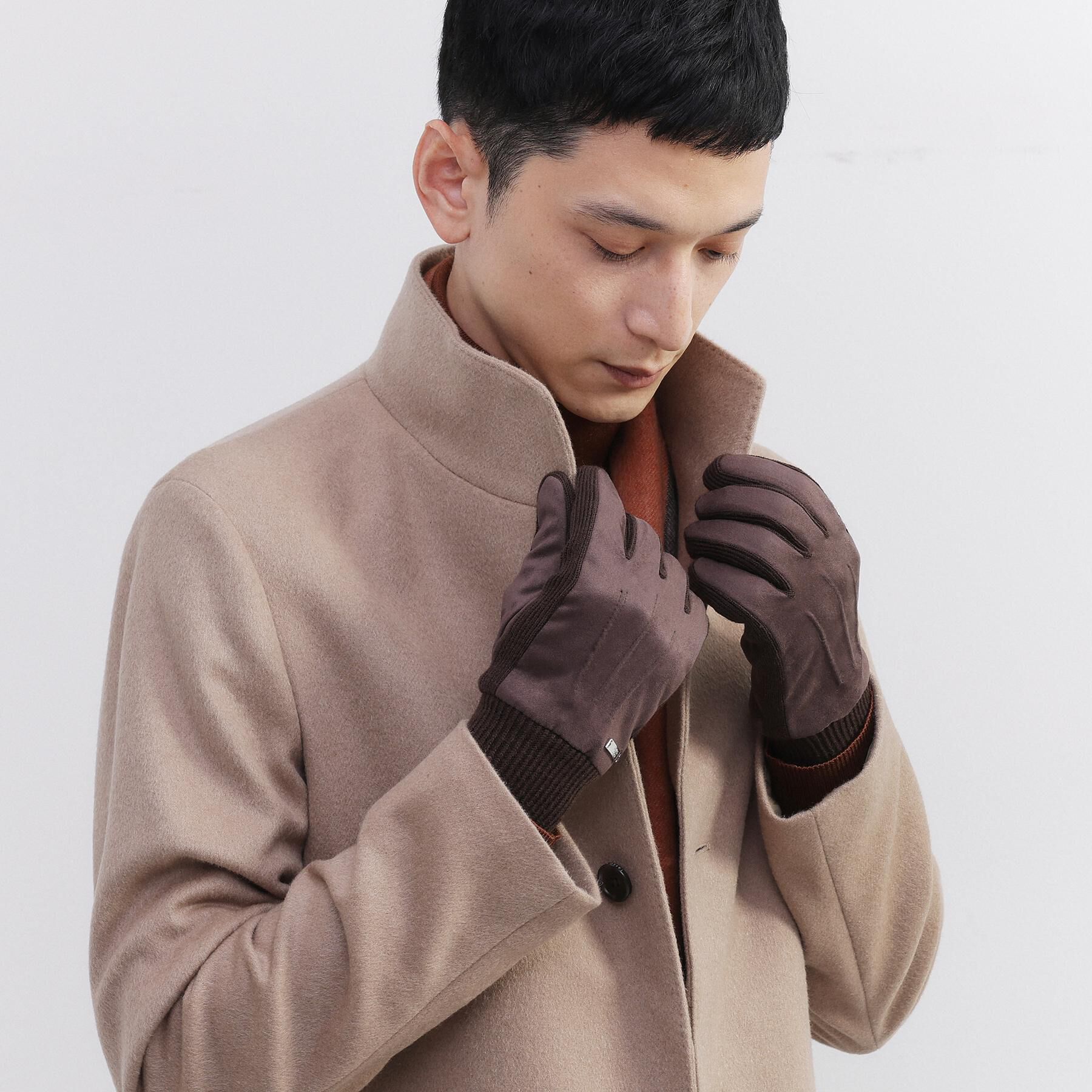 TAKEO KIKUCHI「スエード調ニットコンビ ウォッシャブルグローブ」|手袋|